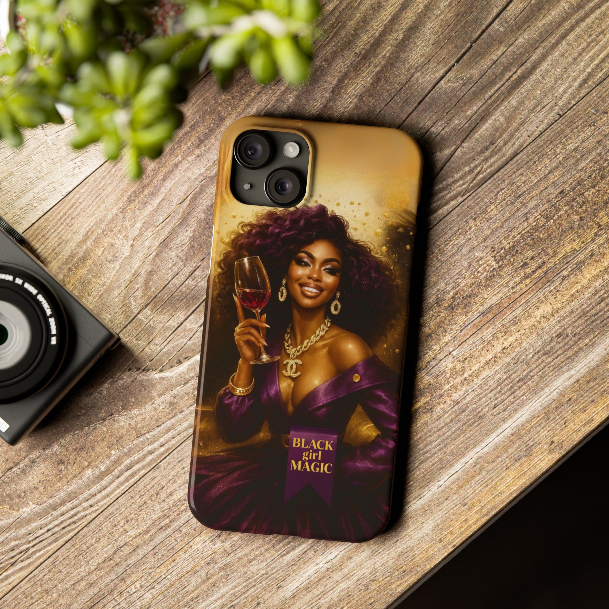 Chic Slim Phone Cases with 'Black Girl Magic' Design, Stylish Accessories, Gift for Her, Fashionable Mobile Covers, Empowering Phone Case