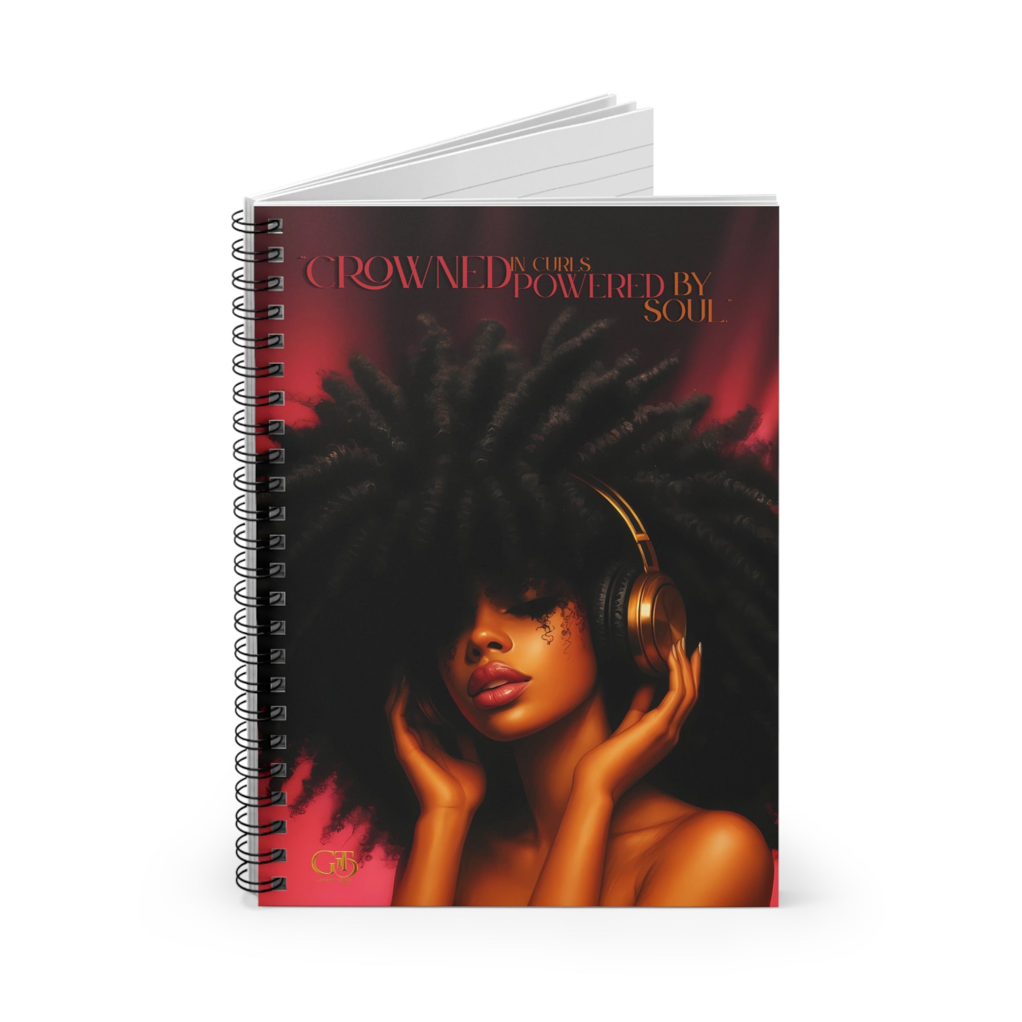 Crowned Beauty Spiral Notebook - Empowered by Soul, Art Journaling, Gift for Artists, Inspirational Stationery, Black Girl Magic