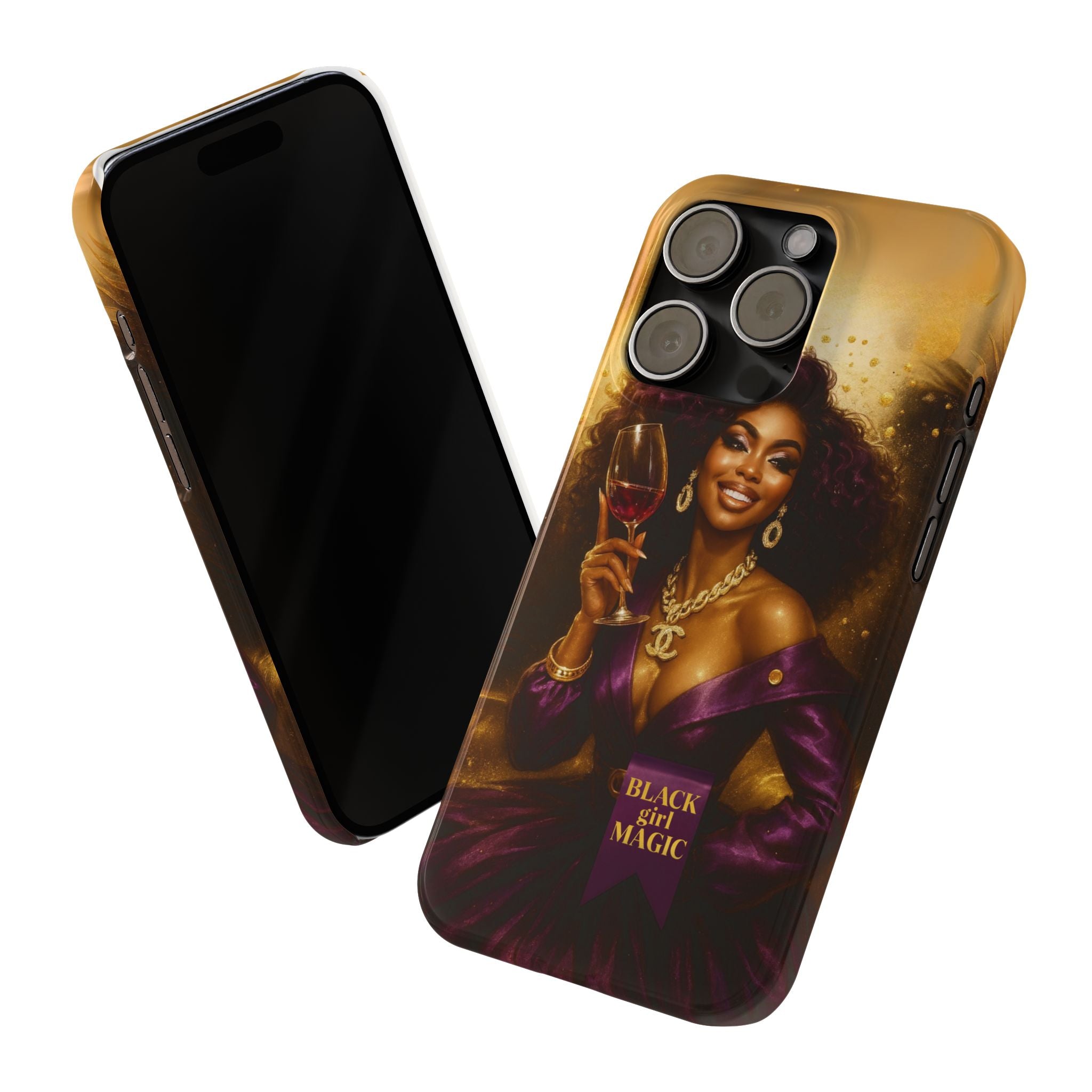 Chic Slim Phone Cases with 'Black Girl Magic' Design, Stylish Accessories, Gift for Her, Fashionable Mobile Covers, Empowering Phone Case