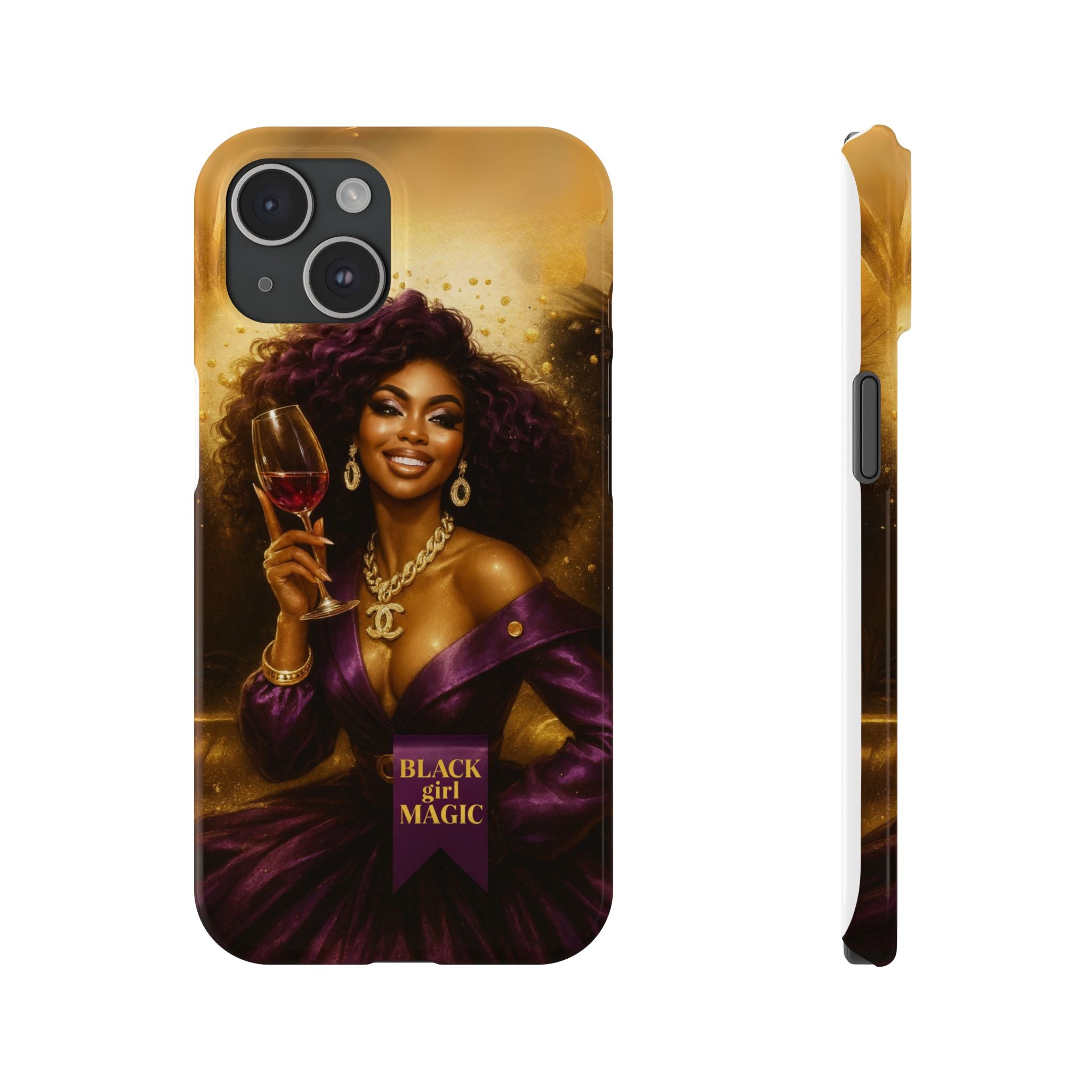 Chic Slim Phone Cases with 'Black Girl Magic' Design, Stylish Accessories, Gift for Her, Fashionable Mobile Covers, Empowering Phone Case