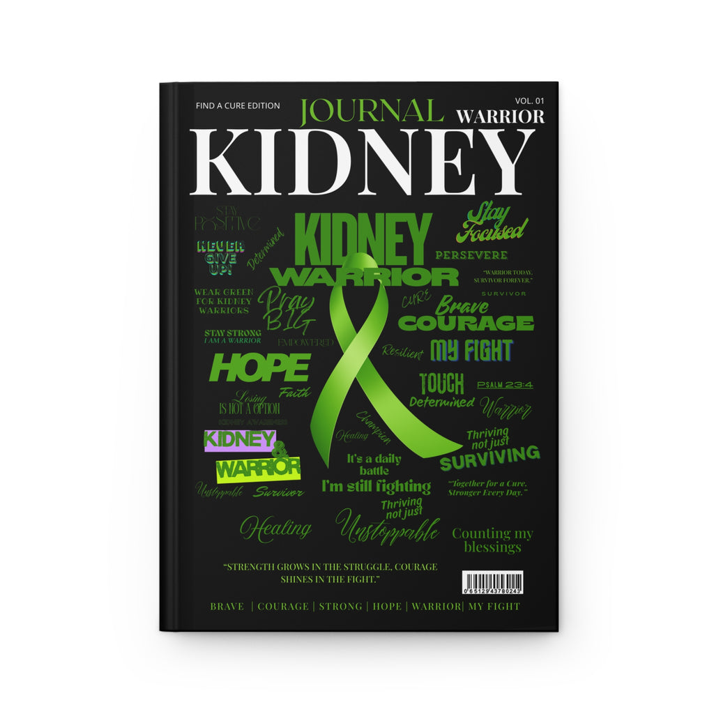 Kidney Warrior Journal | Inspirational Hardcover Notebook for Cancer Fighters, Hope Gift, Support, Gratitude Journal, Green Ribbon