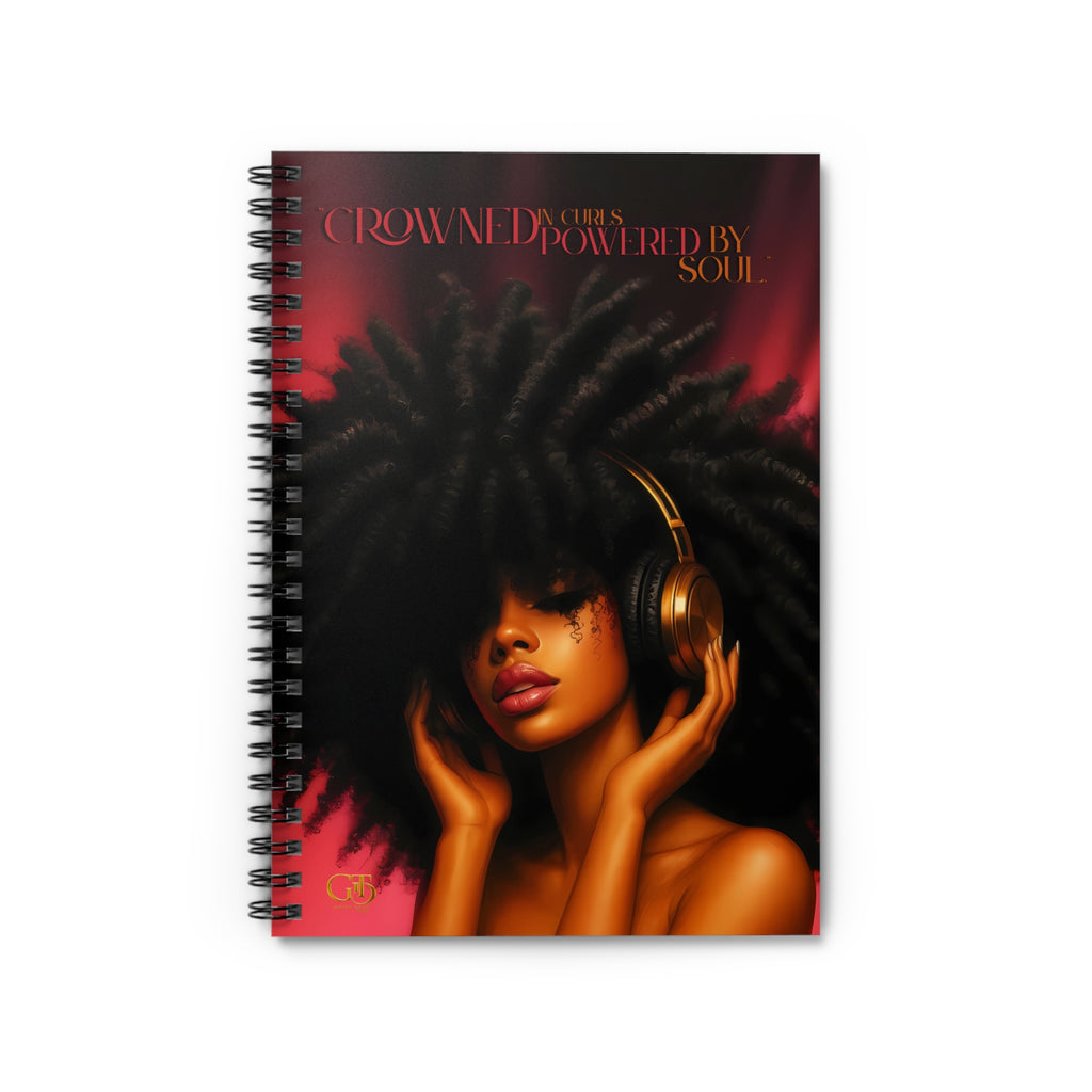 Crowned Beauty Spiral Notebook - Empowered by Soul, Art Journaling, Gift for Artists, Inspirational Stationery, Black Girl Magic