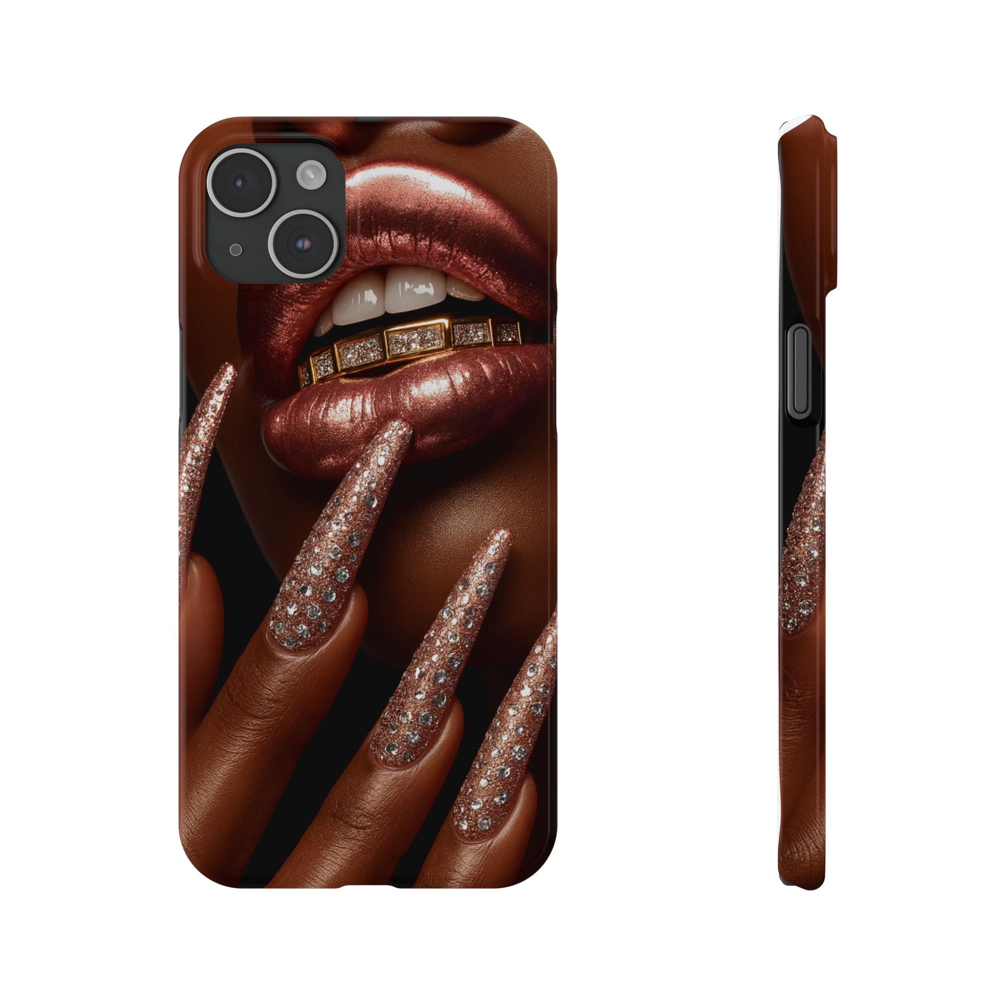 Stylish Slim Phone Case: Chic Nail Art Design for Trendsetters, Phone Accessory, Gift for Her, Fashionable Phone Cover, Glamorous Tech Gear