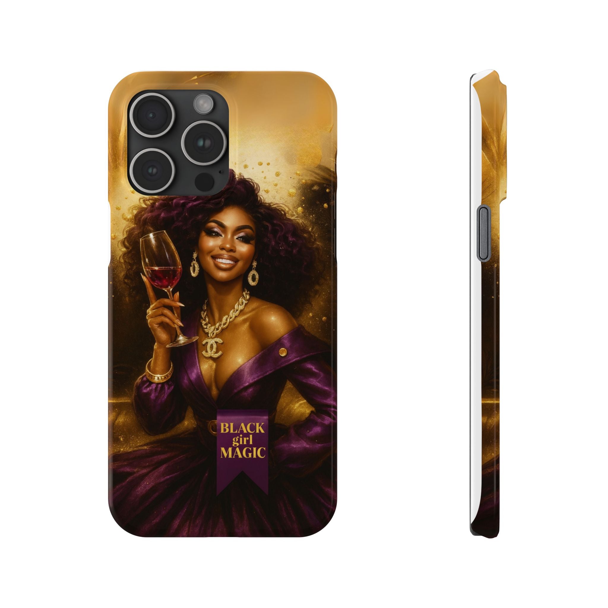 Chic Slim Phone Cases with 'Black Girl Magic' Design, Stylish Accessories, Gift for Her, Fashionable Mobile Covers, Empowering Phone Case