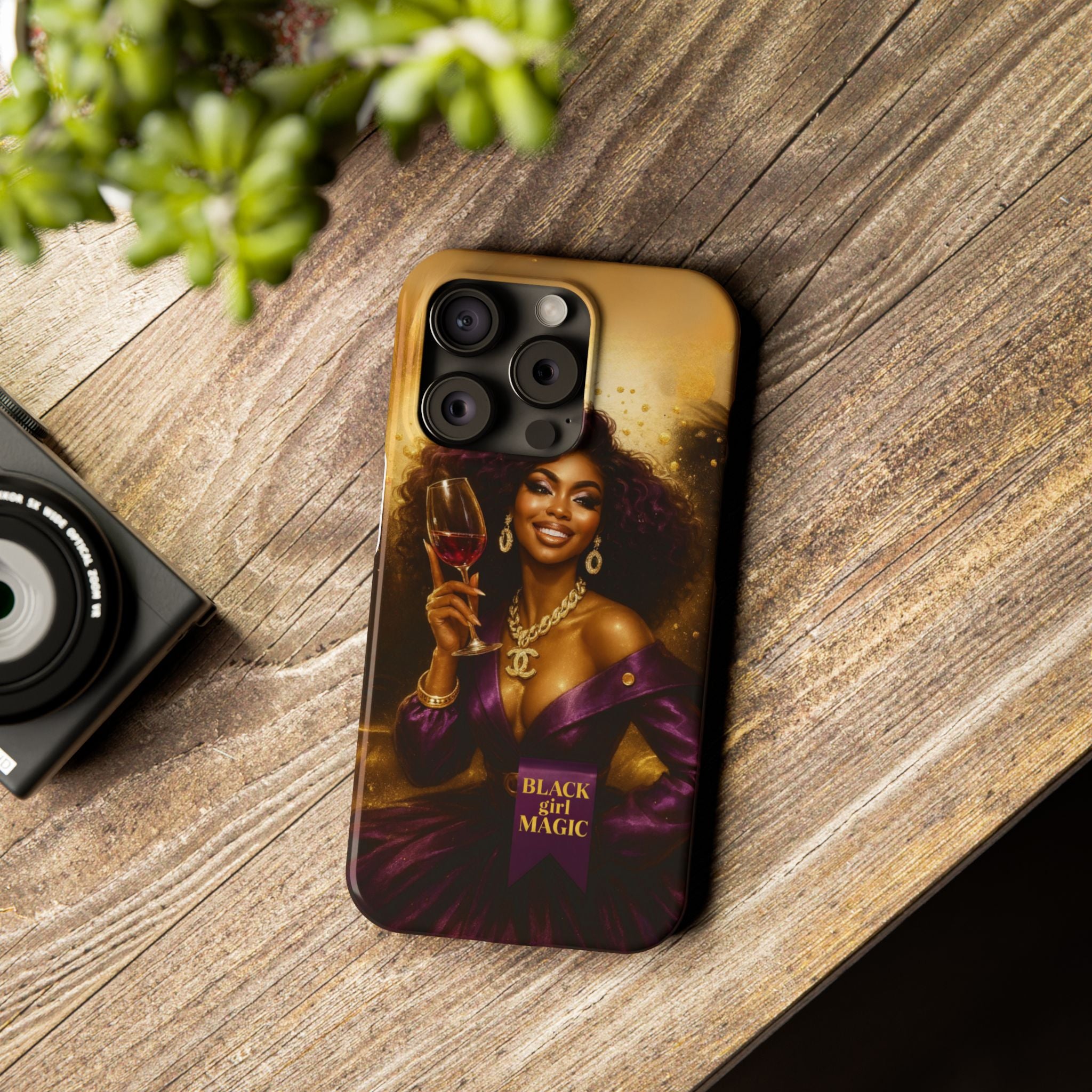 Chic Slim Phone Cases with 'Black Girl Magic' Design, Stylish Accessories, Gift for Her, Fashionable Mobile Covers, Empowering Phone Case