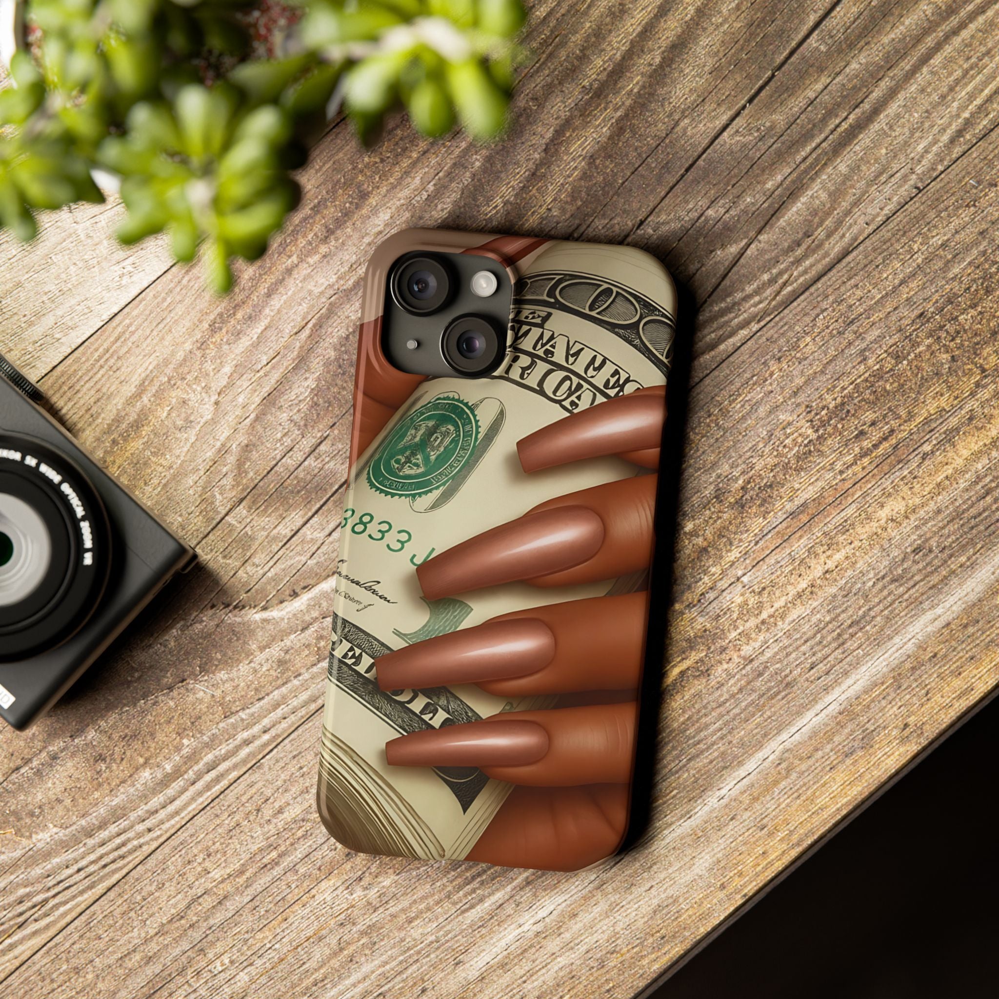 Stylish Slim Phone Case with Money Design, Chic Accessory, Trendy Gift, Phone Protector, Fashionable Tech Case