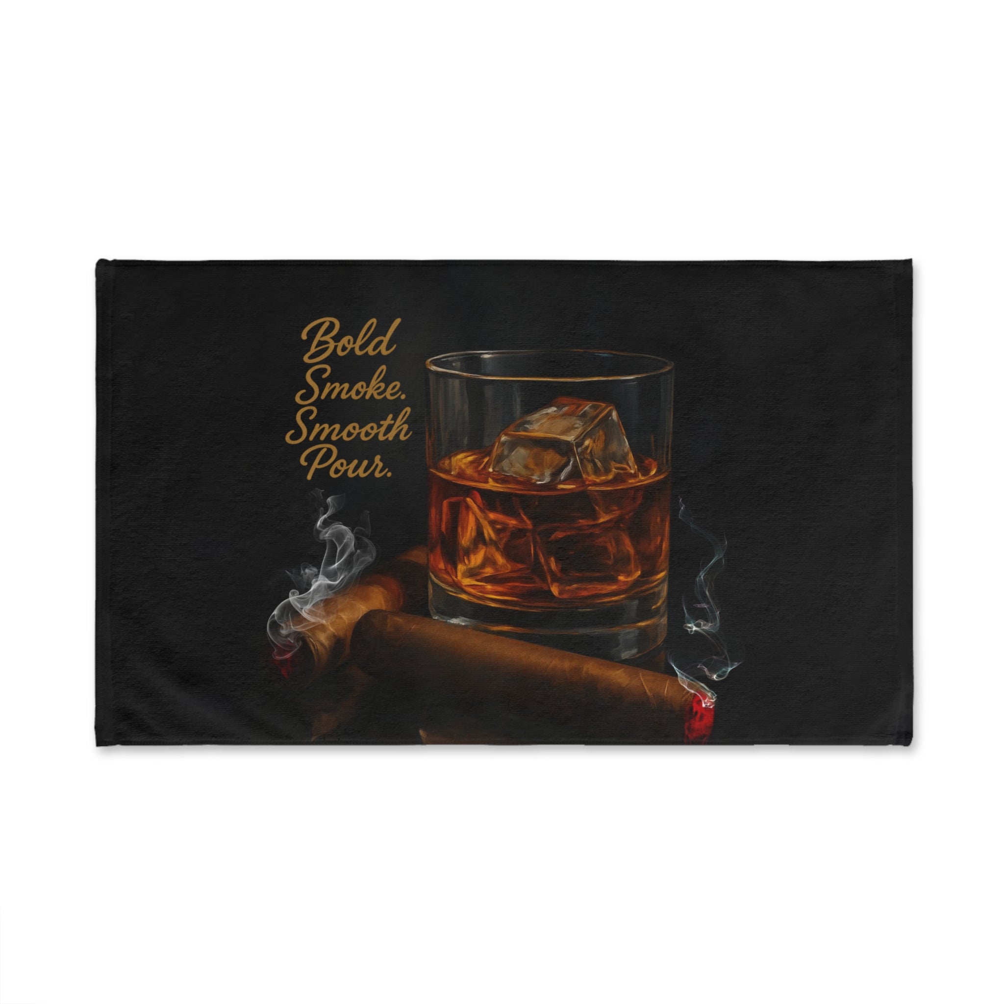 Whiskey & Cigar Hand Towel - Perfect for Home Bar Decor, Unique Gift for Whiskey Lovers, Kitchen Towel, Smoky Vibes, Men's Gift