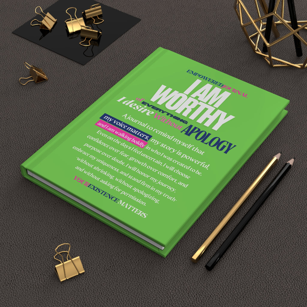Affirmation Journal — "I Am Worthy" Hardcover Matte Self-Love Notebook