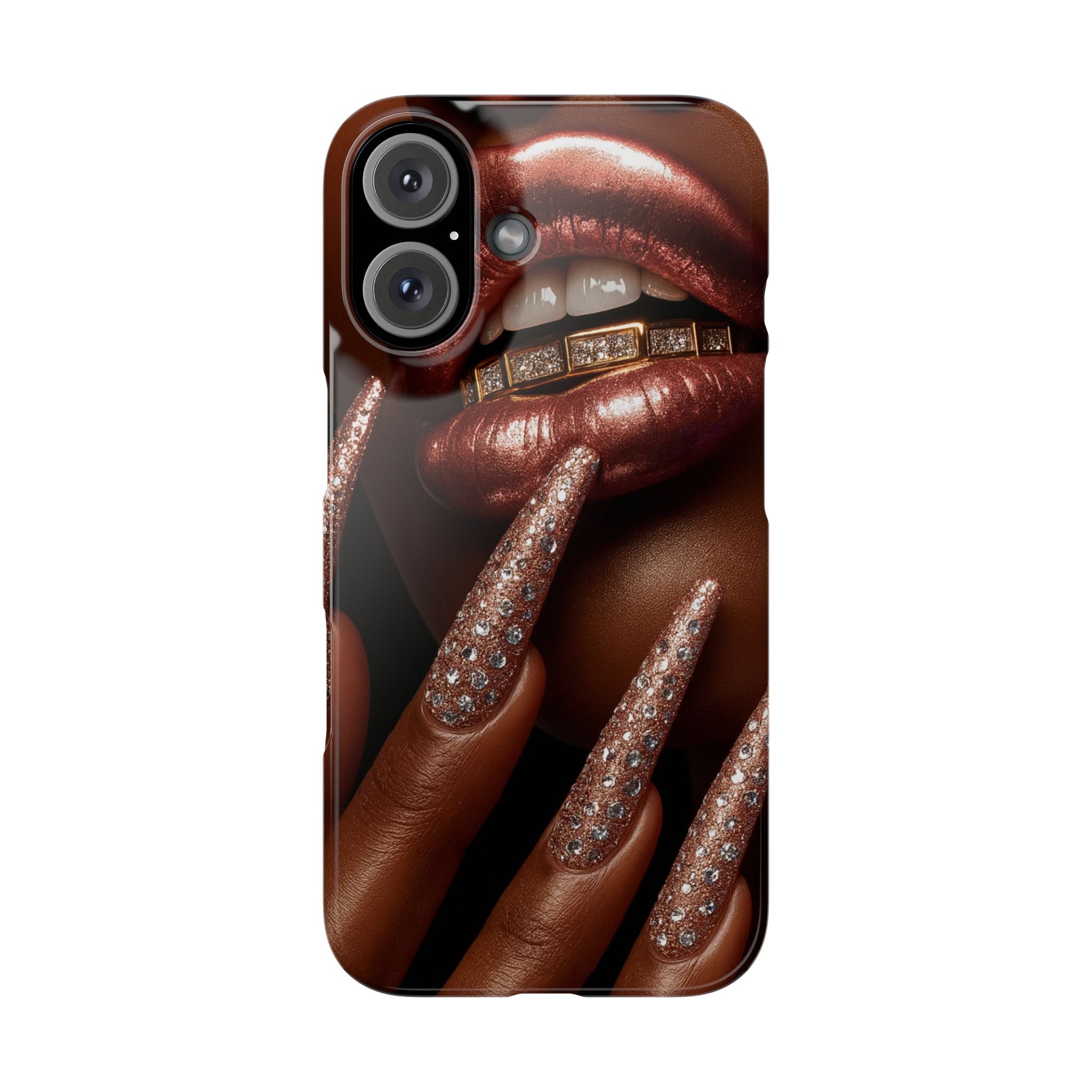 Stylish Slim Phone Case: Chic Nail Art Design for Trendsetters, Phone Accessory, Gift for Her, Fashionable Phone Cover, Glamorous Tech Gear