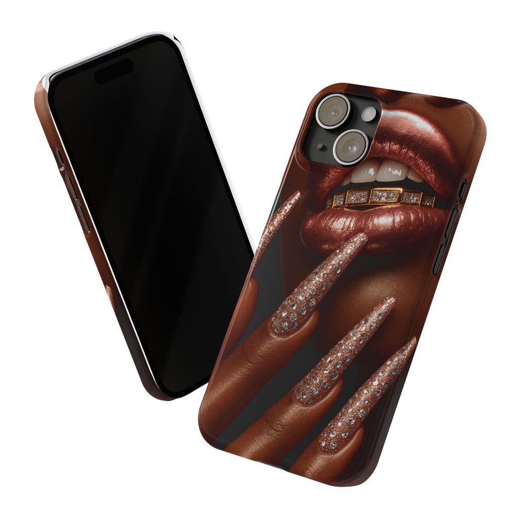 Stylish Slim Phone Case: Chic Nail Art Design for Trendsetters, Phone Accessory, Gift for Her, Fashionable Phone Cover, Glamorous Tech Gear