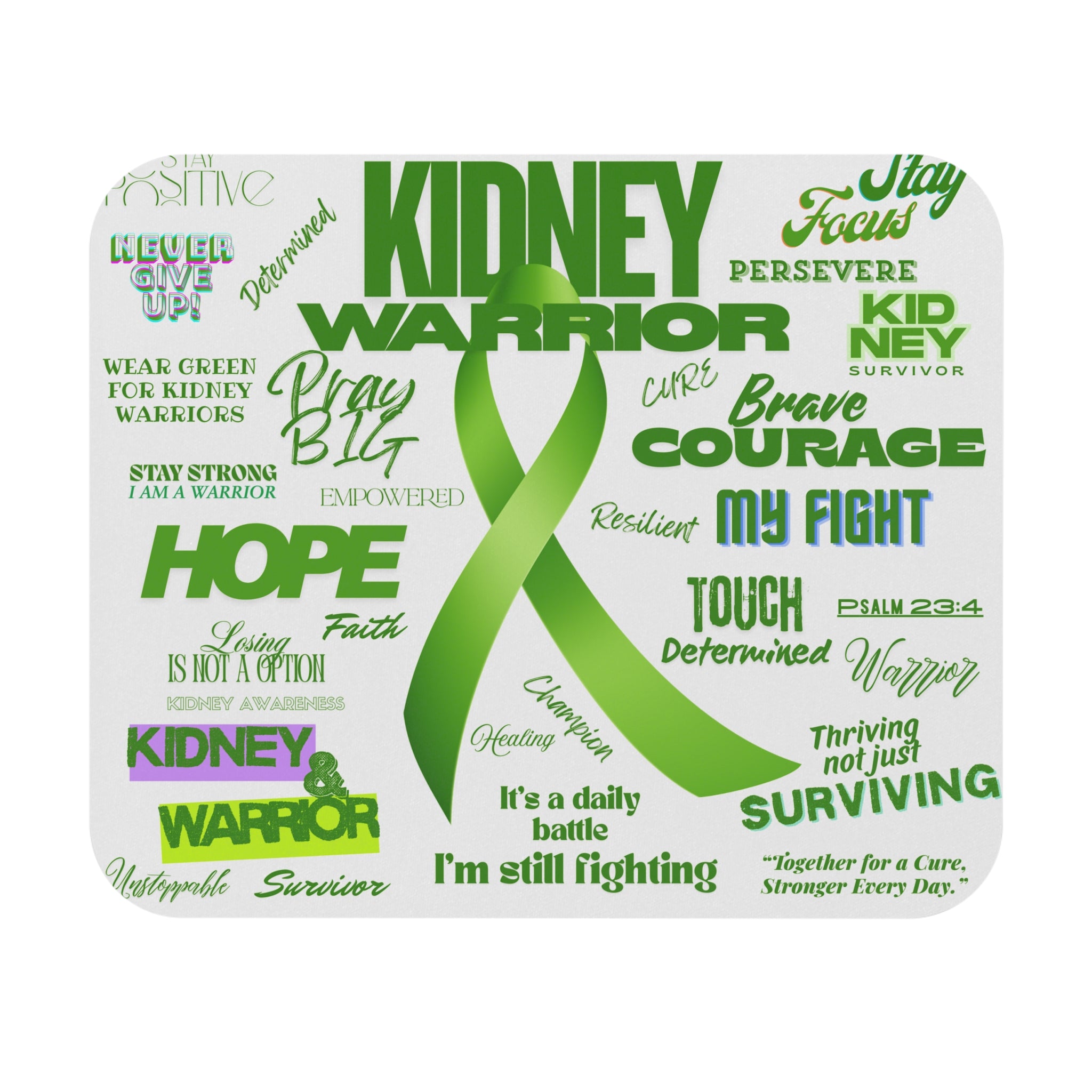 Kidney Warrior Mouse Pad - Empowering Office Gift, Positive Motivation Decor, Survivor Support, Encouragement Gift, Inspirational Workspace