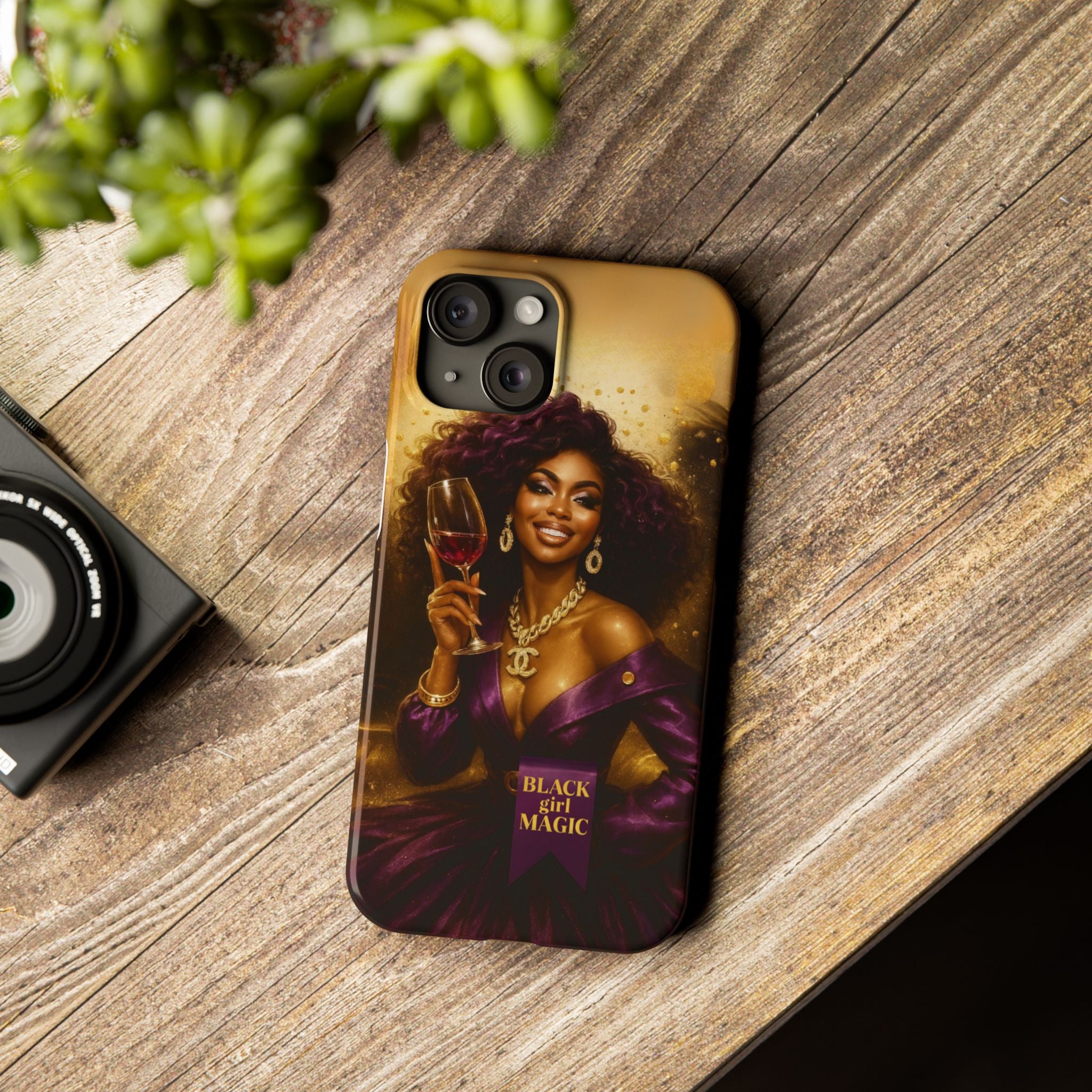 Chic Slim Phone Cases with 'Black Girl Magic' Design, Stylish Accessories, Gift for Her, Fashionable Mobile Covers, Empowering Phone Case