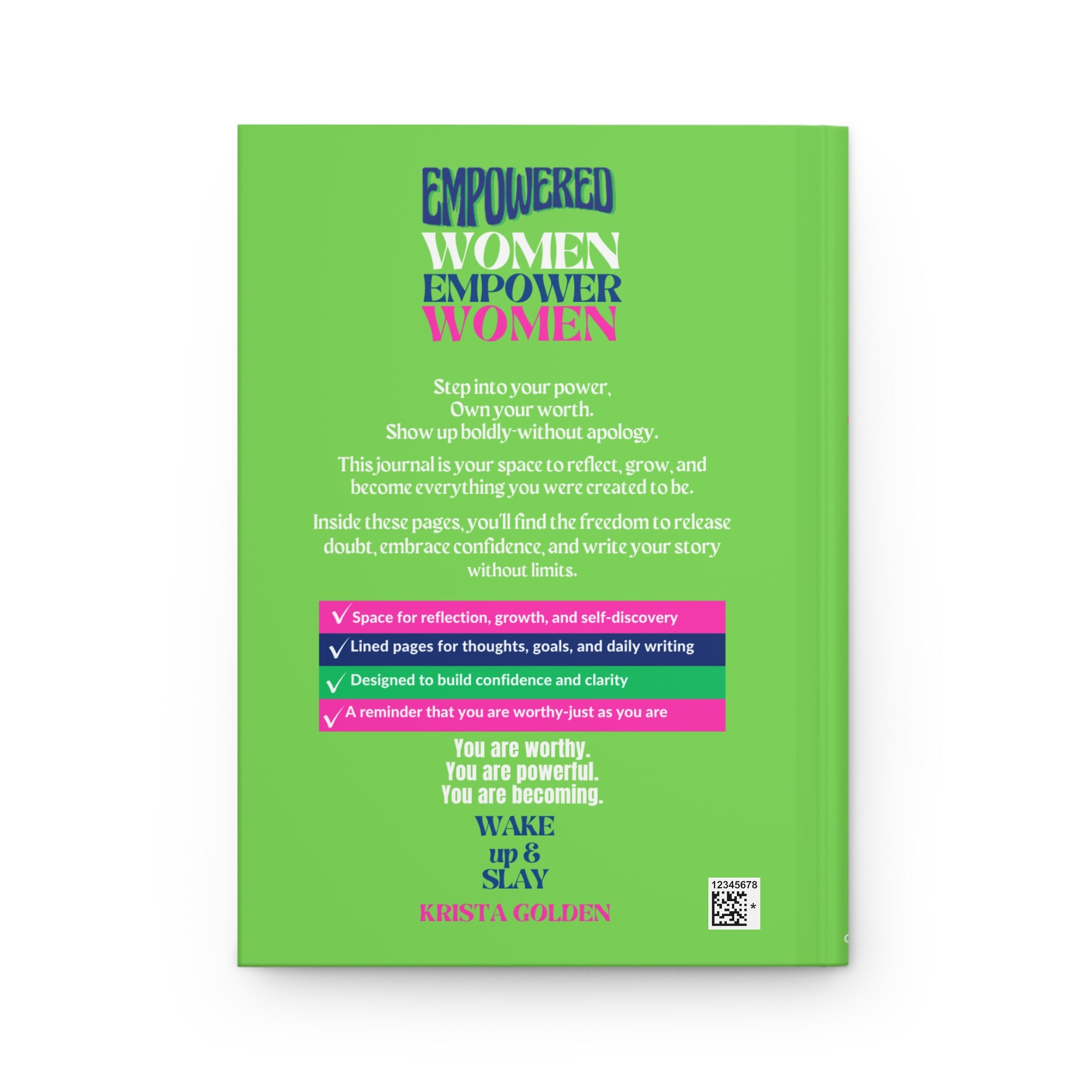 Affirmation Journal — "I Am Worthy" Hardcover Matte Self-Love Notebook