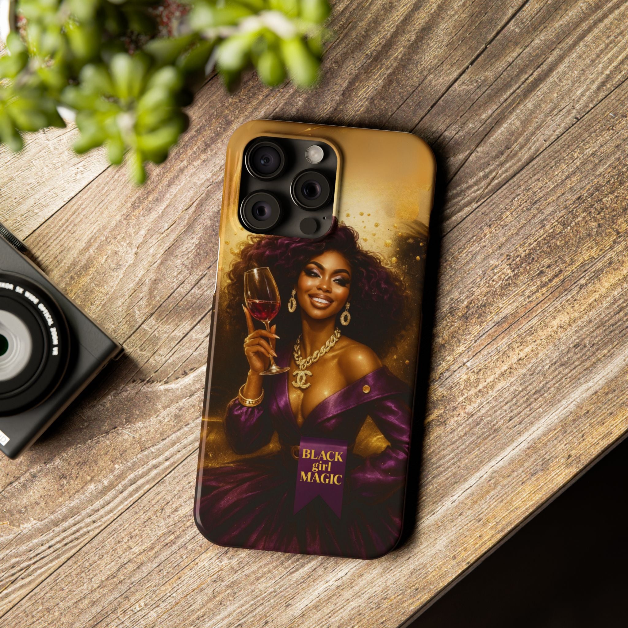 Chic Slim Phone Cases with 'Black Girl Magic' Design, Stylish Accessories, Gift for Her, Fashionable Mobile Covers, Empowering Phone Case