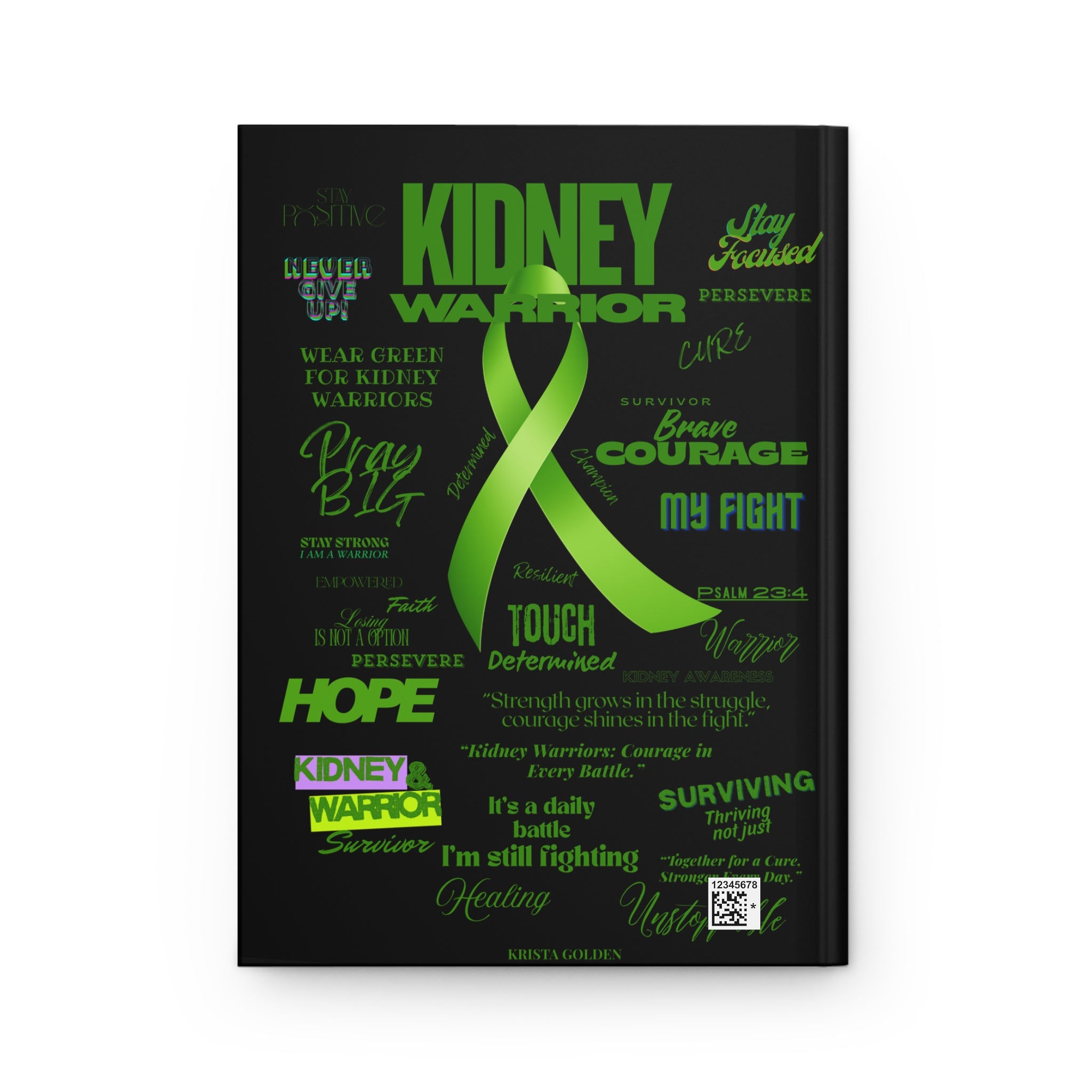 Kidney Warrior Journal | Inspirational Hardcover Notebook for Cancer Fighters, Hope Gift, Support, Gratitude Journal, Green Ribbon