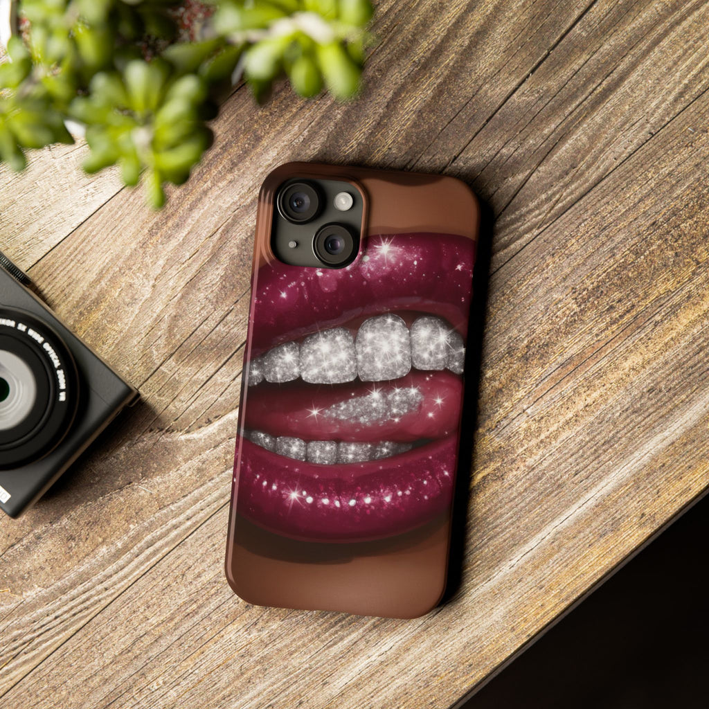 Glamorous Lip Art Phone Case | Trendy Slim Mobile Cover for Her | Perfect Gift for Makeup Lovers | Stylish Accessories