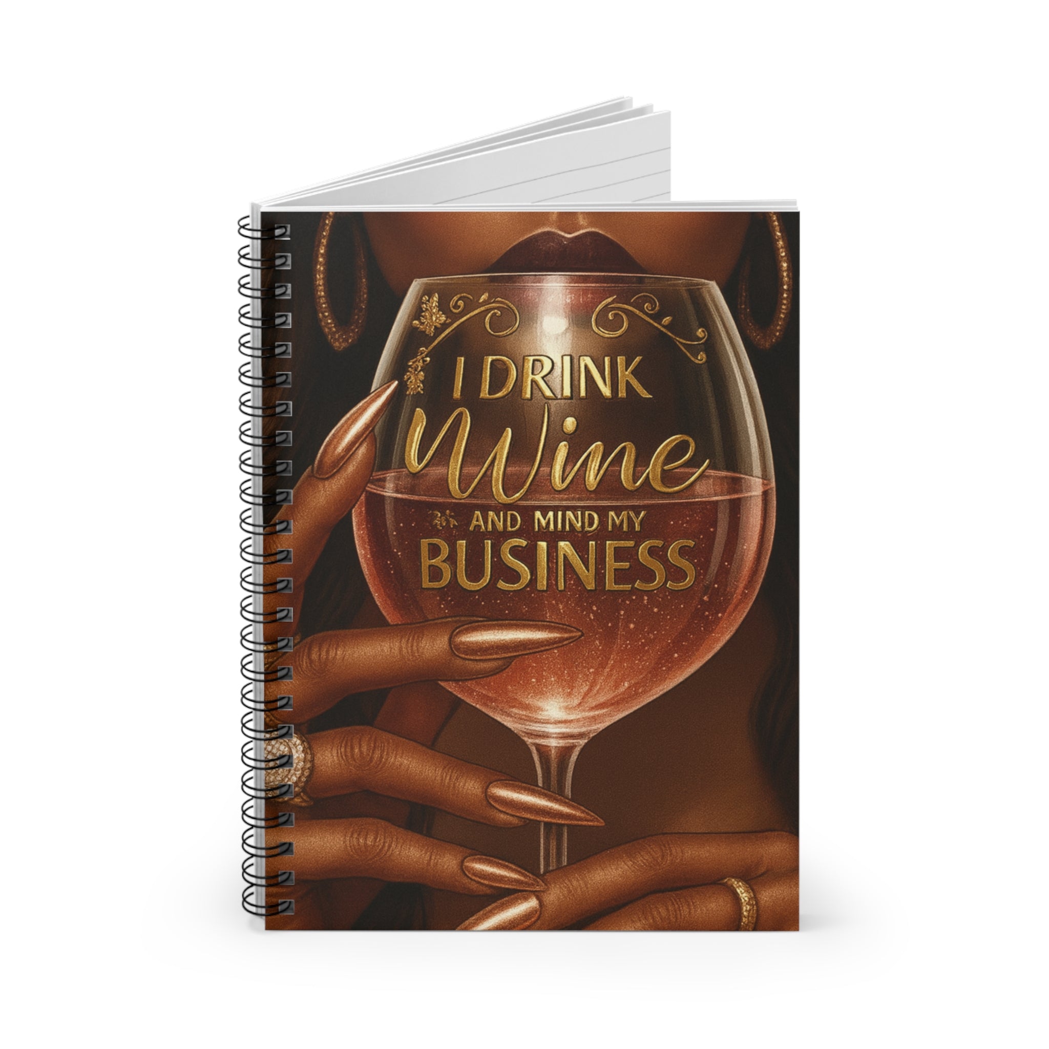 Wine-Themed Spiral Notebook for Entrepreneurs, Elegant Notepad for Wine Lovers, Gift for Friends, Office Supplies, Funny Wine Journal