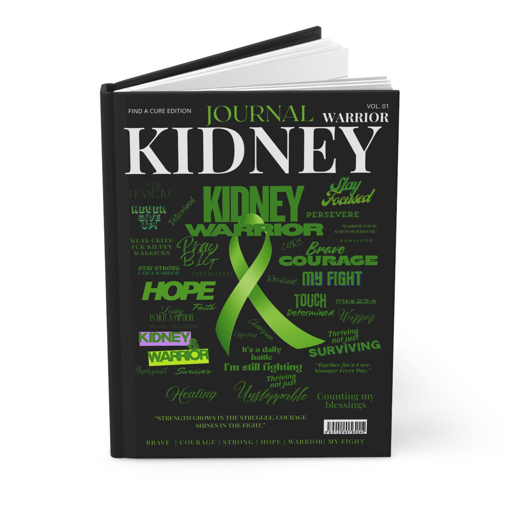 Kidney Warrior Journal | Inspirational Hardcover Notebook for Cancer Fighters, Hope Gift, Support, Gratitude Journal, Green Ribbon