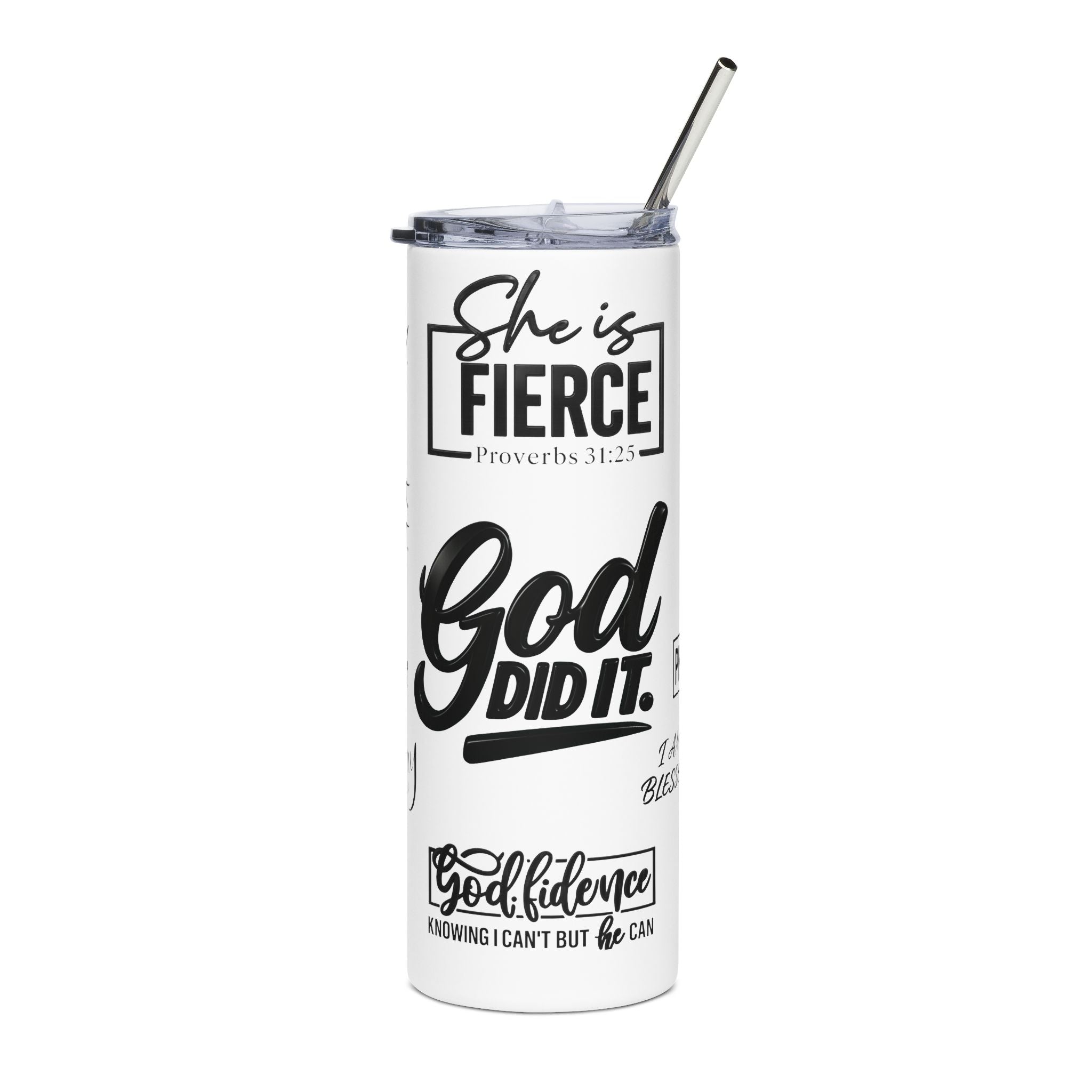 Fierce Faith Stainless Steel Tumbler, Christian Travel Mug, Inspirational Drinkware, Motivational Gifts, Stylish Hydration