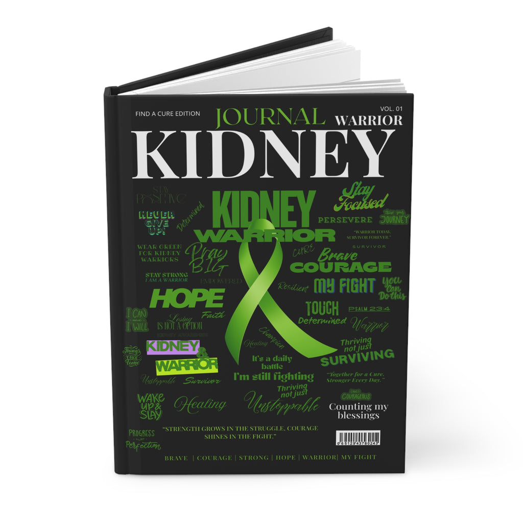 Kidney Warrior Journal | Inspirational Hardcover Notebook for Cancer Fighters, Hope Gift, Support, Gratitude Journal, Green Ribbon