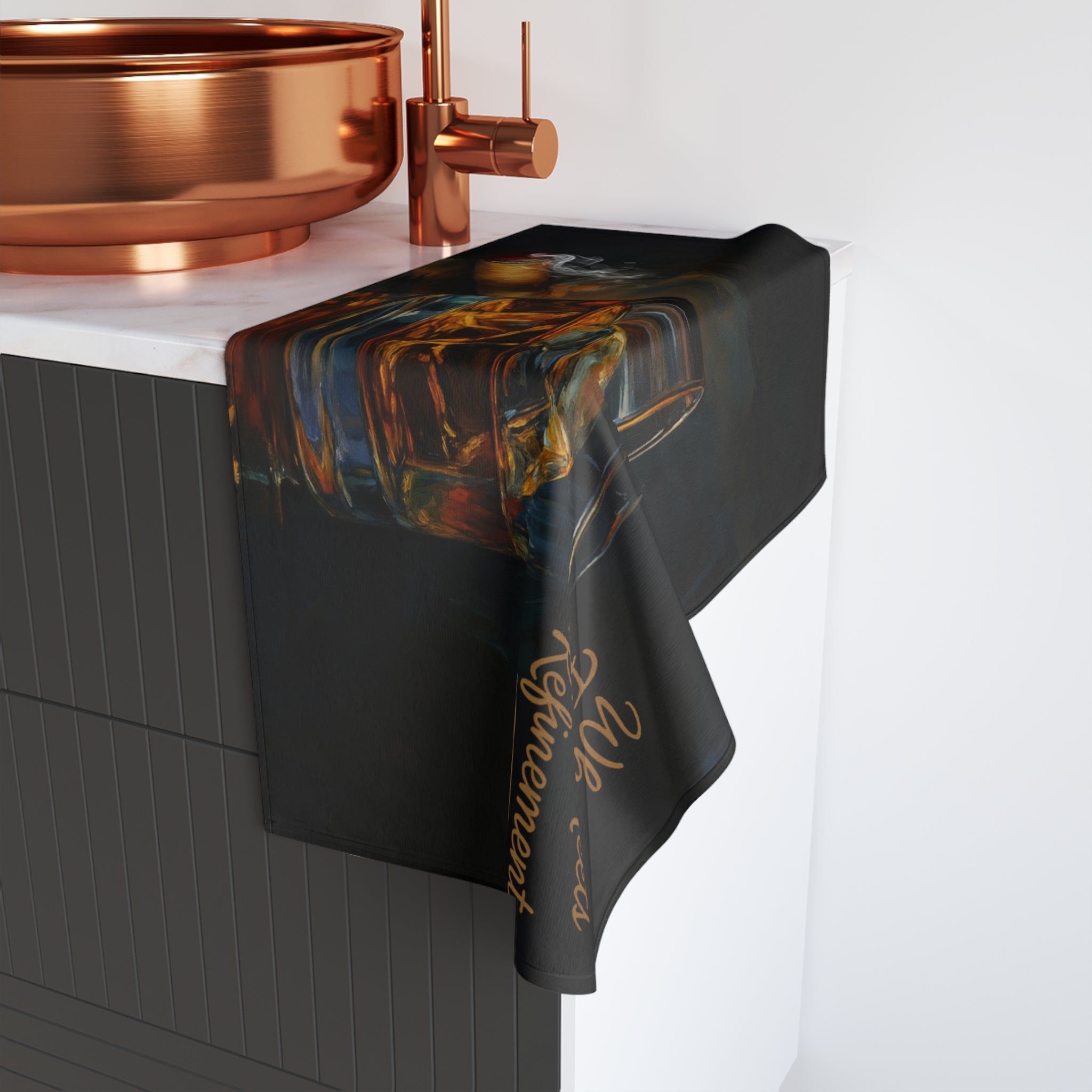 Whiskey Lover's Hand Towel, Gentlemen's Bar Decor, Cigar Enthusiast Gift, Vintage Style Kitchen Towel, Father's Day Present