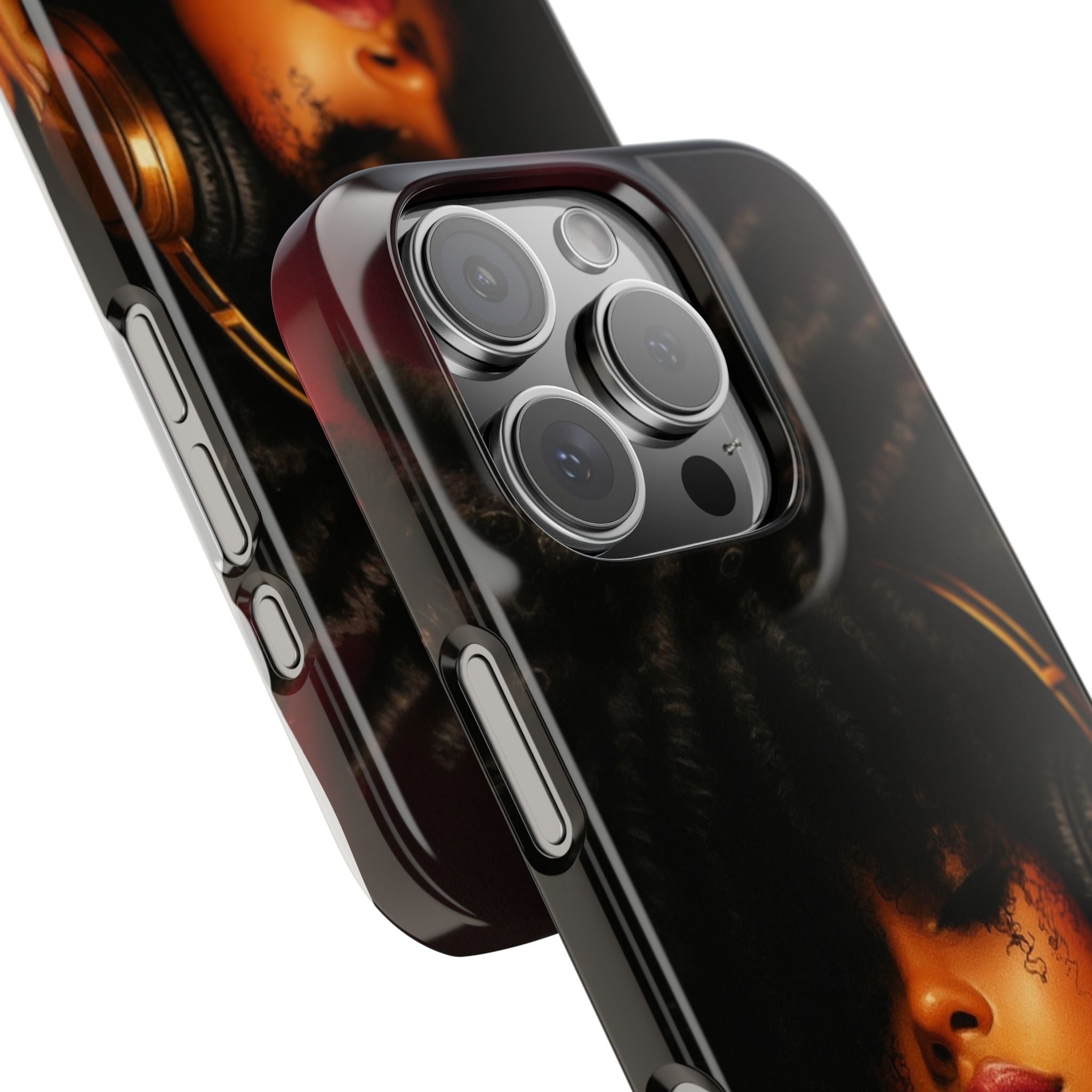 Artistic Afro-Headphone Slim Phone Cases | Stylish Accessories for Music Lovers, Gifts for Her, Unique Phone Cover, Afrocentric Design