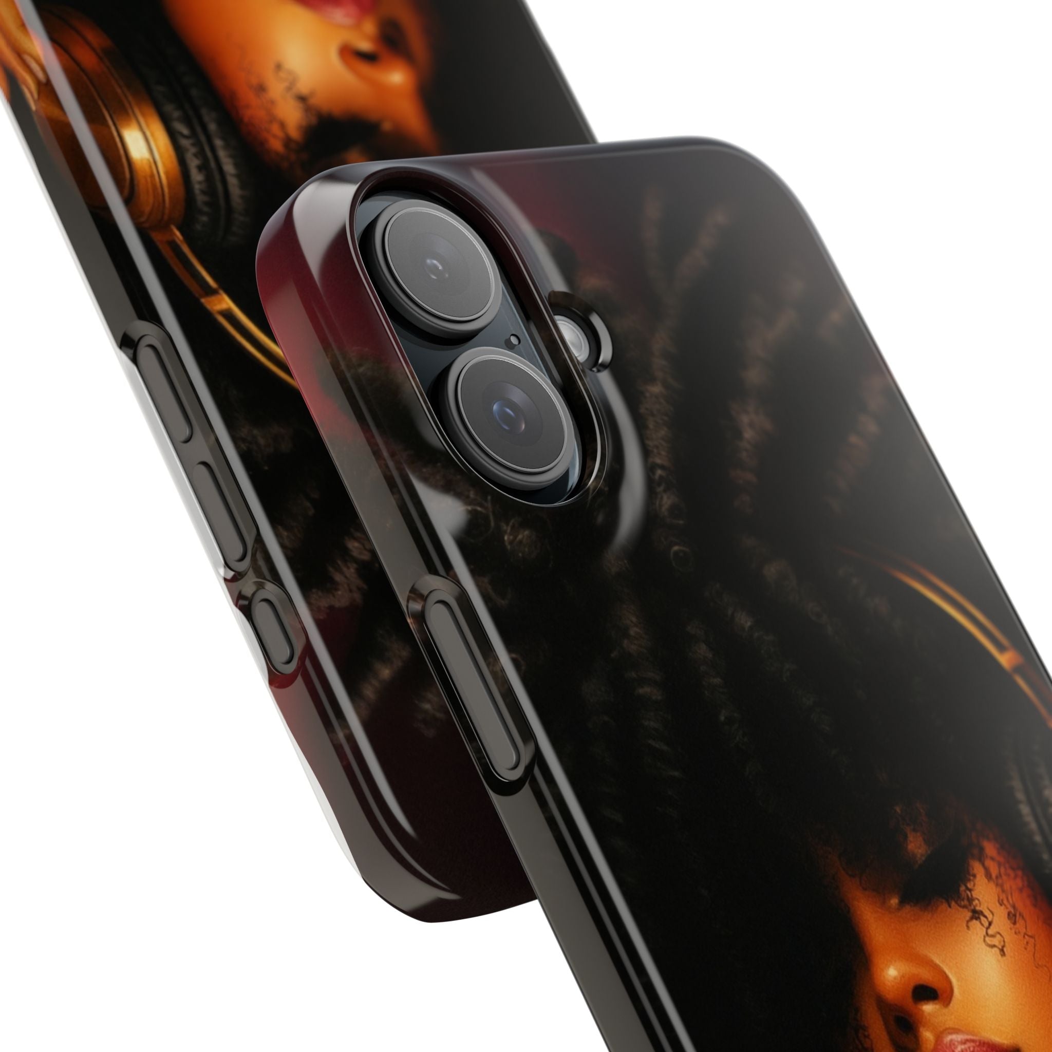Artistic Afro-Headphone Slim Phone Cases | Stylish Accessories for Music Lovers, Gifts for Her, Unique Phone Cover, Afrocentric Design