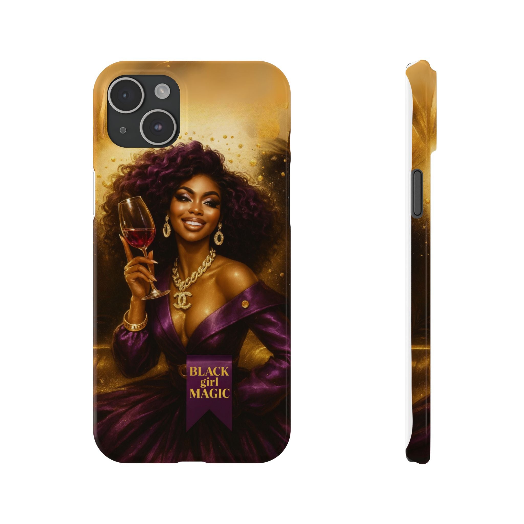 Chic Slim Phone Cases with 'Black Girl Magic' Design, Stylish Accessories, Gift for Her, Fashionable Mobile Covers, Empowering Phone Case