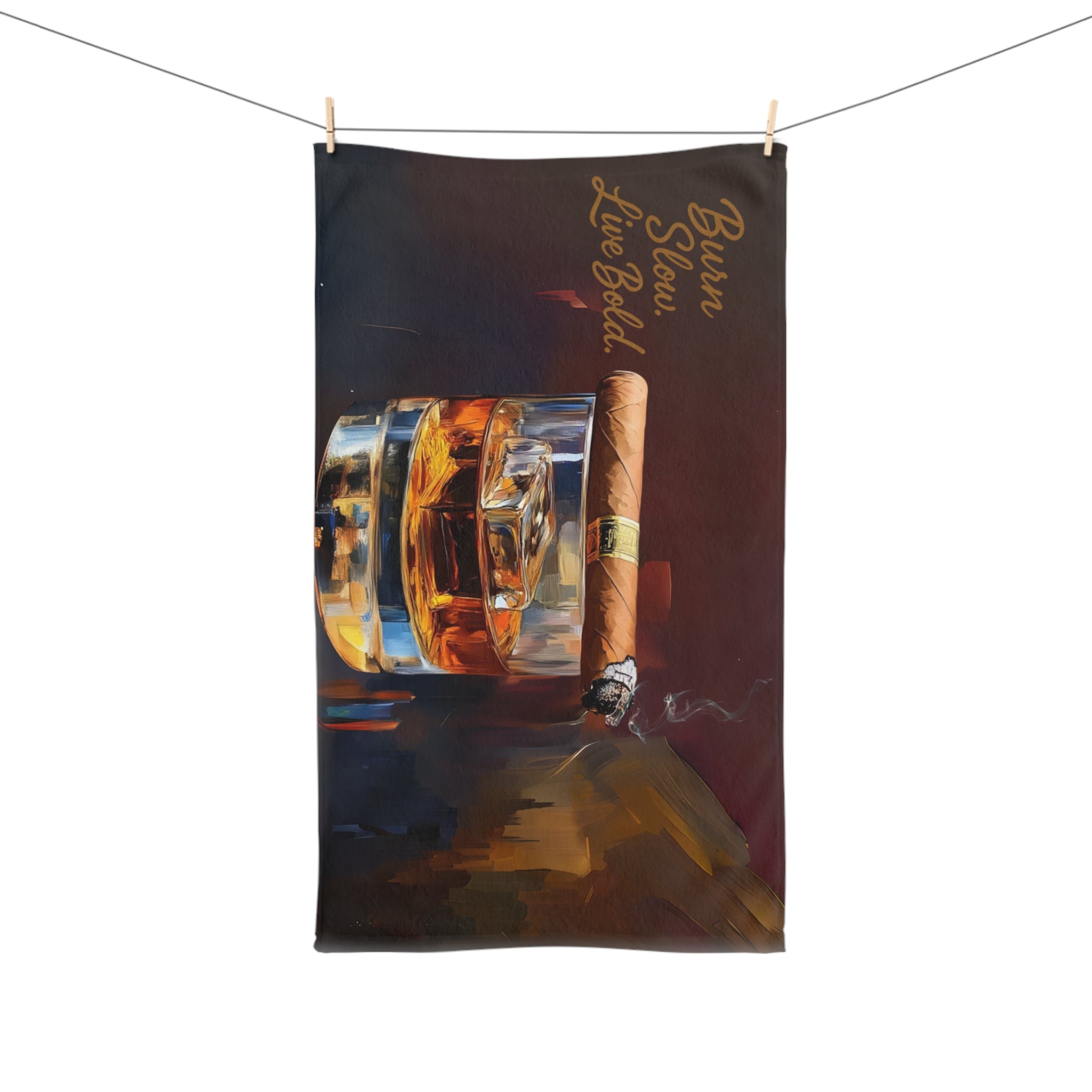 Hand Towel for Whiskey Lovers, Crafted to Be Savored, Bar Decor, Cigar Enthusiast Gift, Kitchen Towel, Man Cave Essential