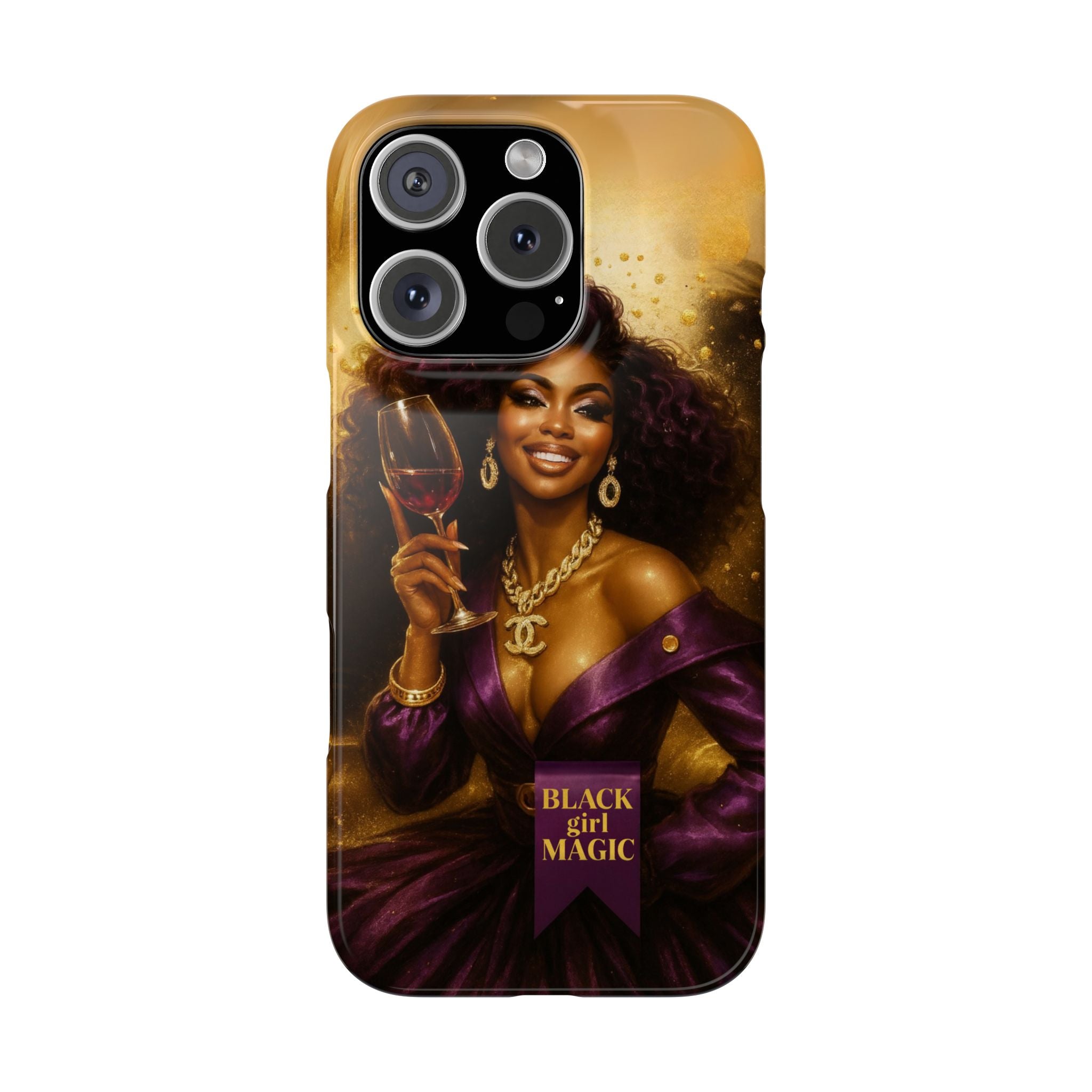 Chic Slim Phone Cases with 'Black Girl Magic' Design, Stylish Accessories, Gift for Her, Fashionable Mobile Covers, Empowering Phone Case
