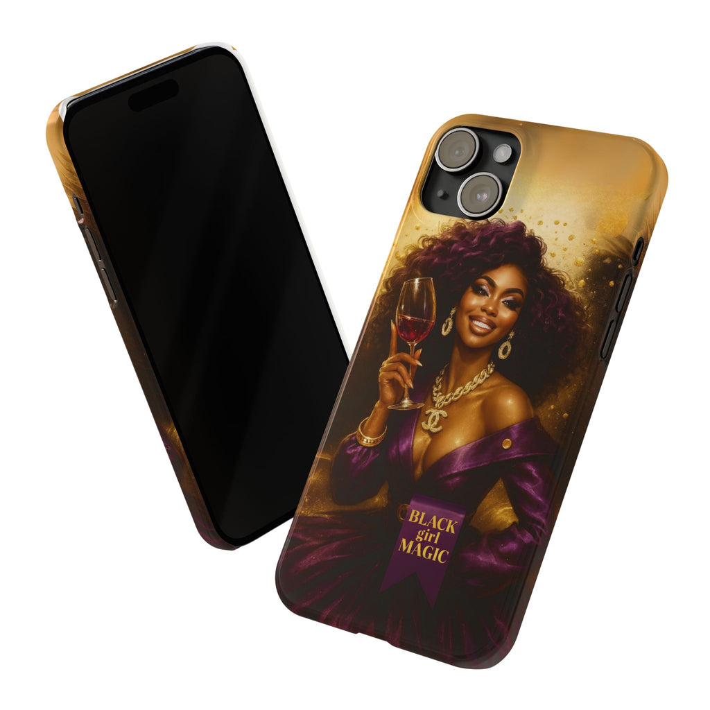 Chic Slim Phone Cases with 'Black Girl Magic' Design, Stylish Accessories, Gift for Her, Fashionable Mobile Covers, Empowering Phone Case