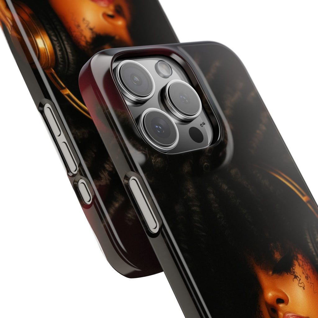 Artistic Afro-Headphone Slim Phone Cases | Stylish Accessories for Music Lovers, Gifts for Her, Unique Phone Cover, Afrocentric Design
