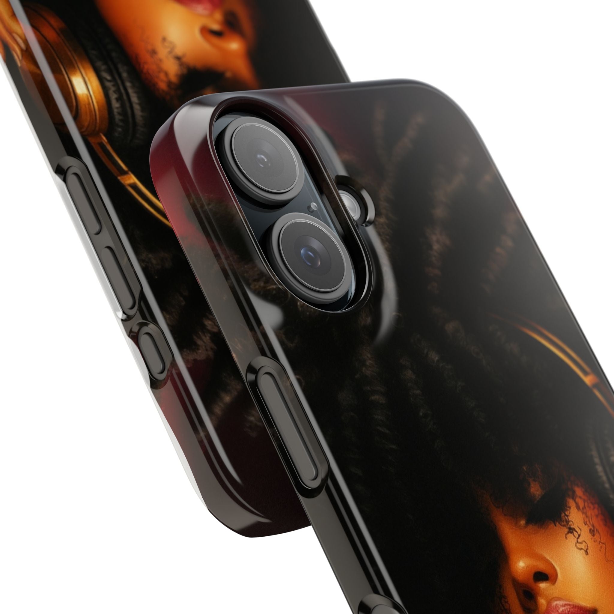 Artistic Afro-Headphone Slim Phone Cases | Stylish Accessories for Music Lovers, Gifts for Her, Unique Phone Cover, Afrocentric Design