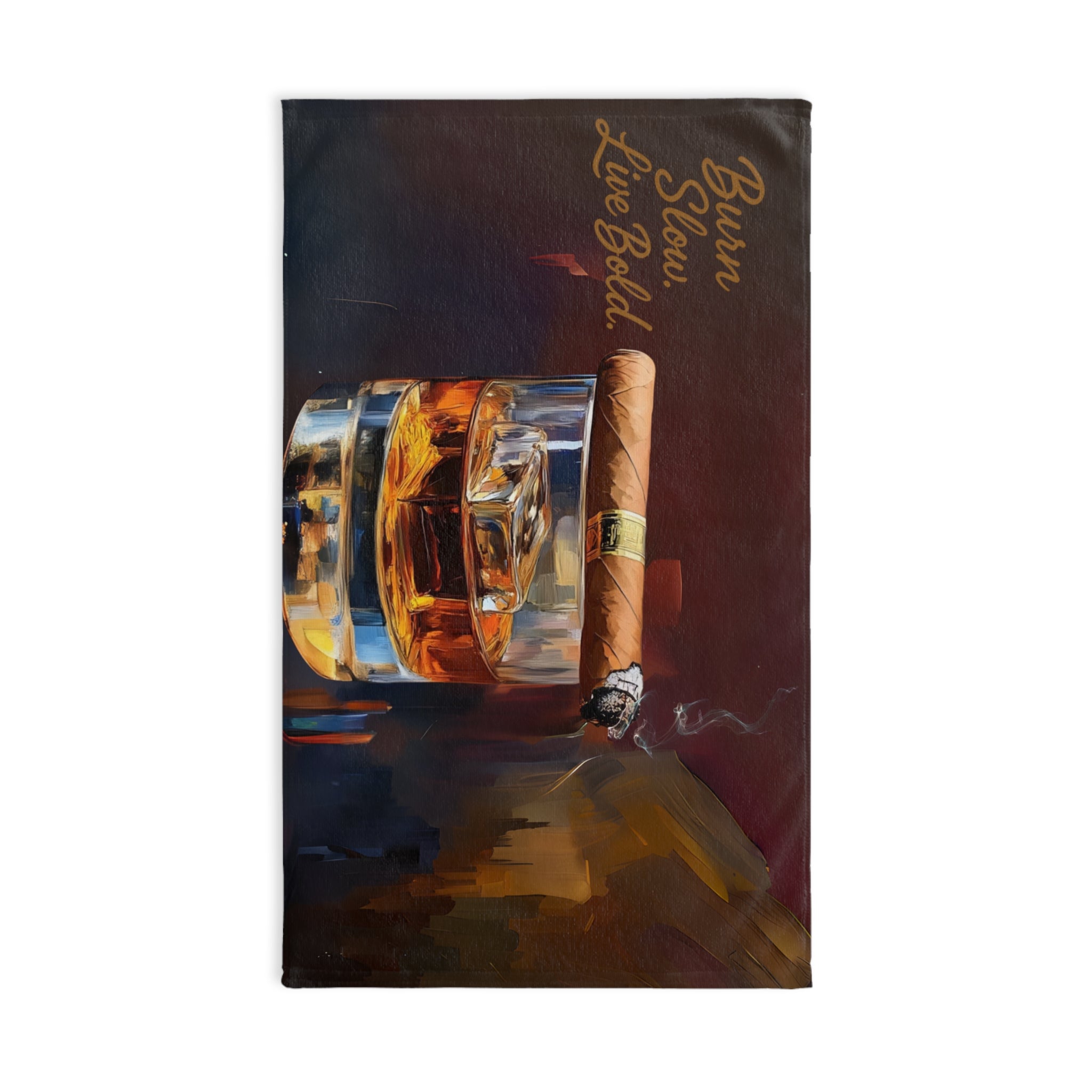 Hand Towel for Whiskey Lovers, Crafted to Be Savored, Bar Decor, Cigar Enthusiast Gift, Kitchen Towel, Man Cave Essential