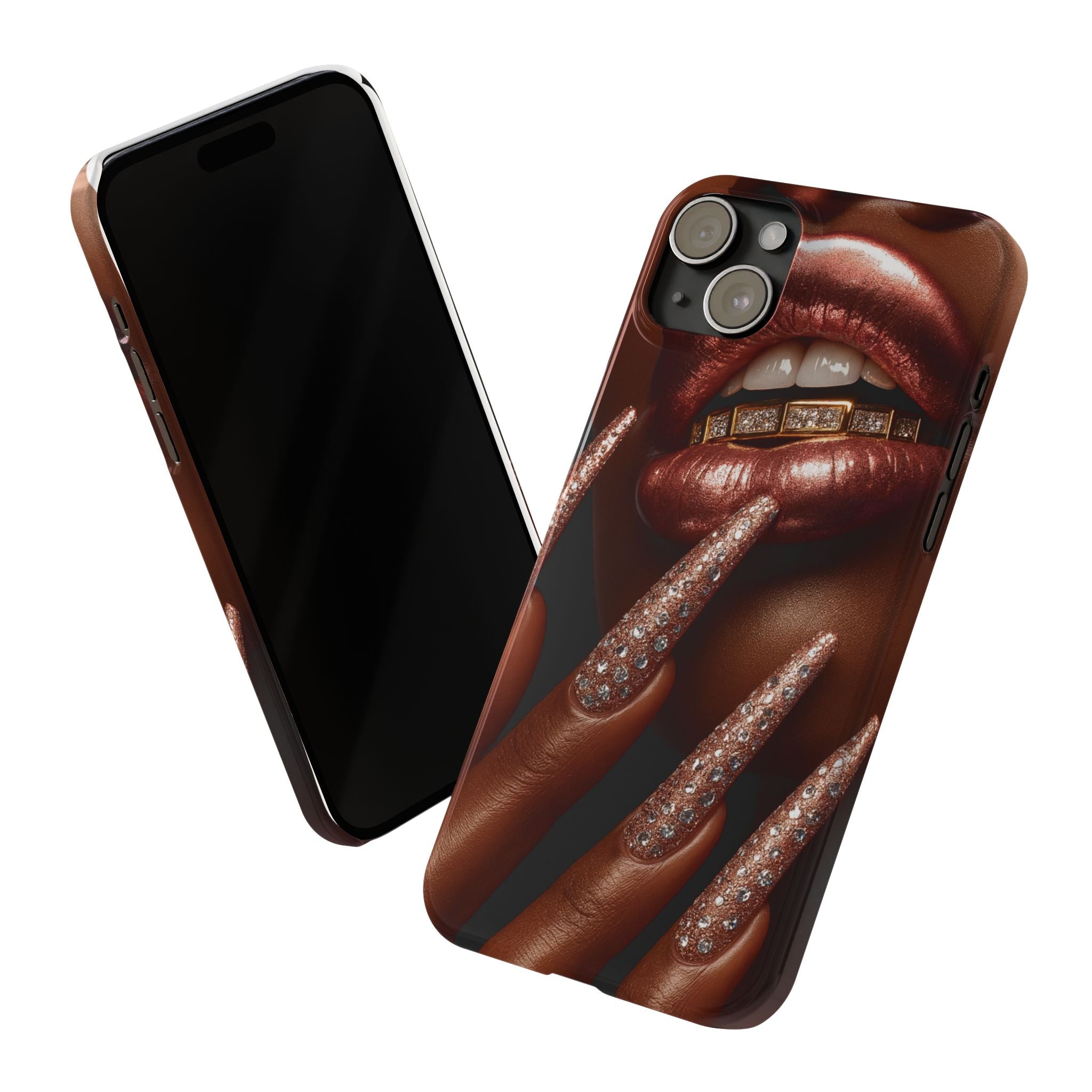 Stylish Slim Phone Case: Chic Nail Art Design for Trendsetters, Phone Accessory, Gift for Her, Fashionable Phone Cover, Glamorous Tech Gear
