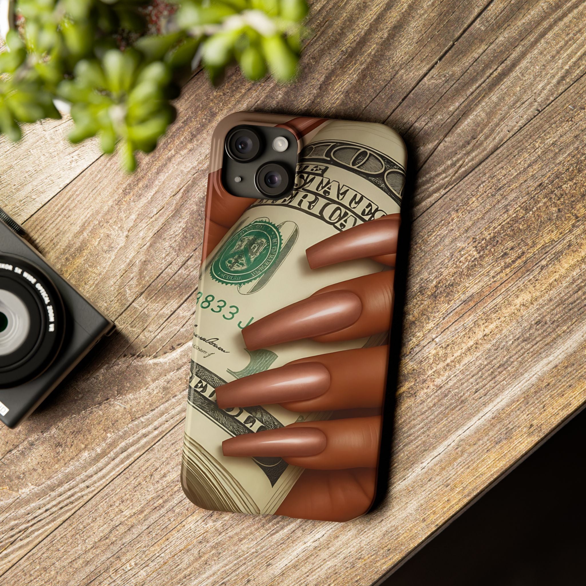 Stylish Slim Phone Case with Money Design, Chic Accessory, Trendy Gift, Phone Protector, Fashionable Tech Case