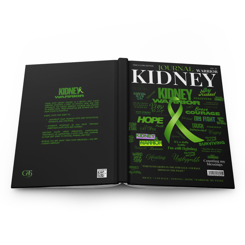 Kidney Warrior Journal | Inspirational Hardcover Notebook for Cancer Fighters, Hope Gift, Support, Gratitude Journal, Green Ribbon