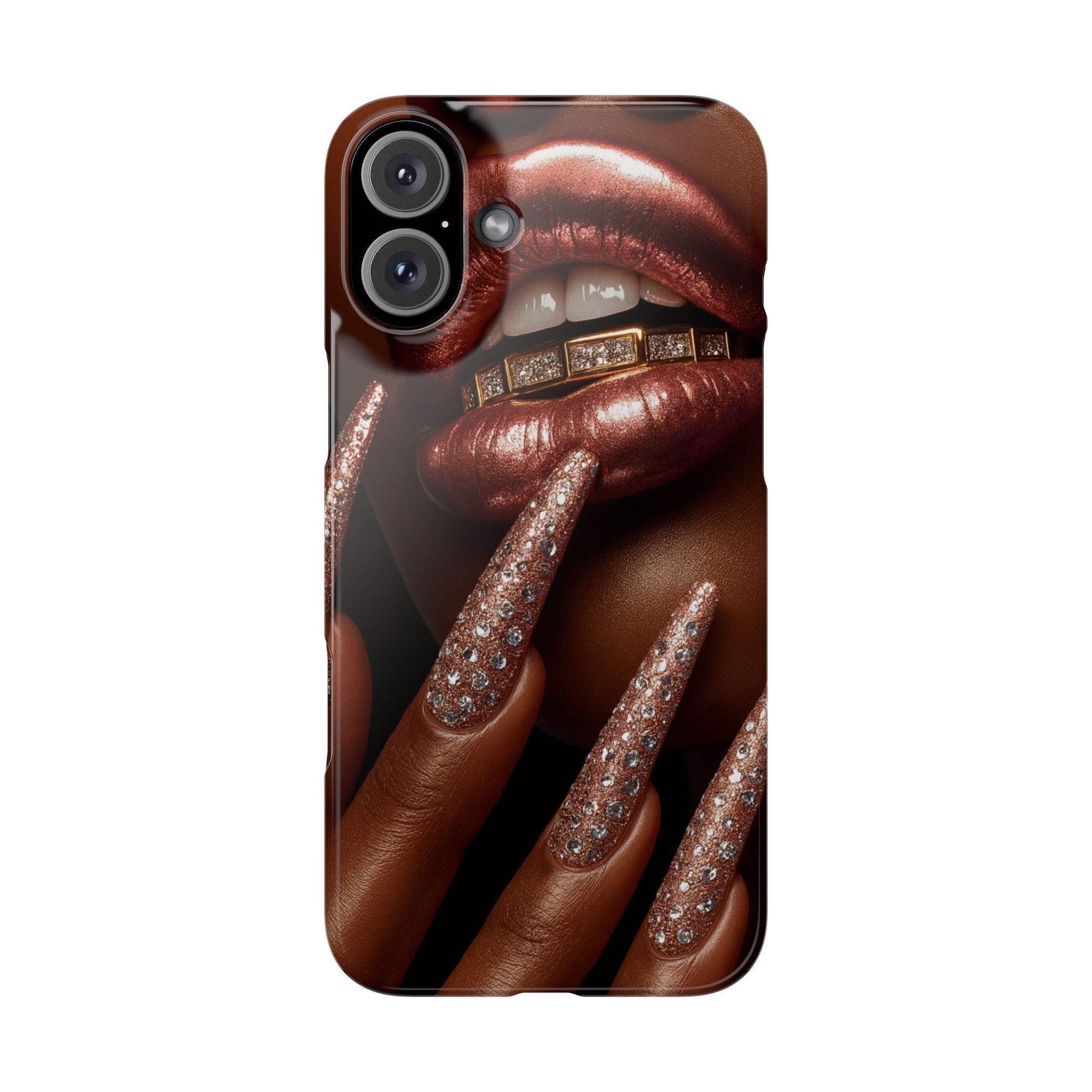 Stylish Slim Phone Case: Chic Nail Art Design for Trendsetters, Phone Accessory, Gift for Her, Fashionable Phone Cover, Glamorous Tech Gear