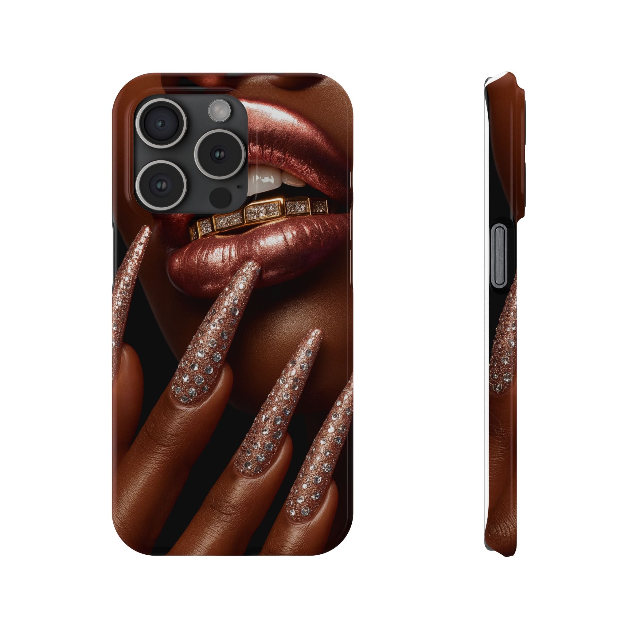 Stylish Slim Phone Case: Chic Nail Art Design for Trendsetters, Phone Accessory, Gift for Her, Fashionable Phone Cover, Glamorous Tech Gear