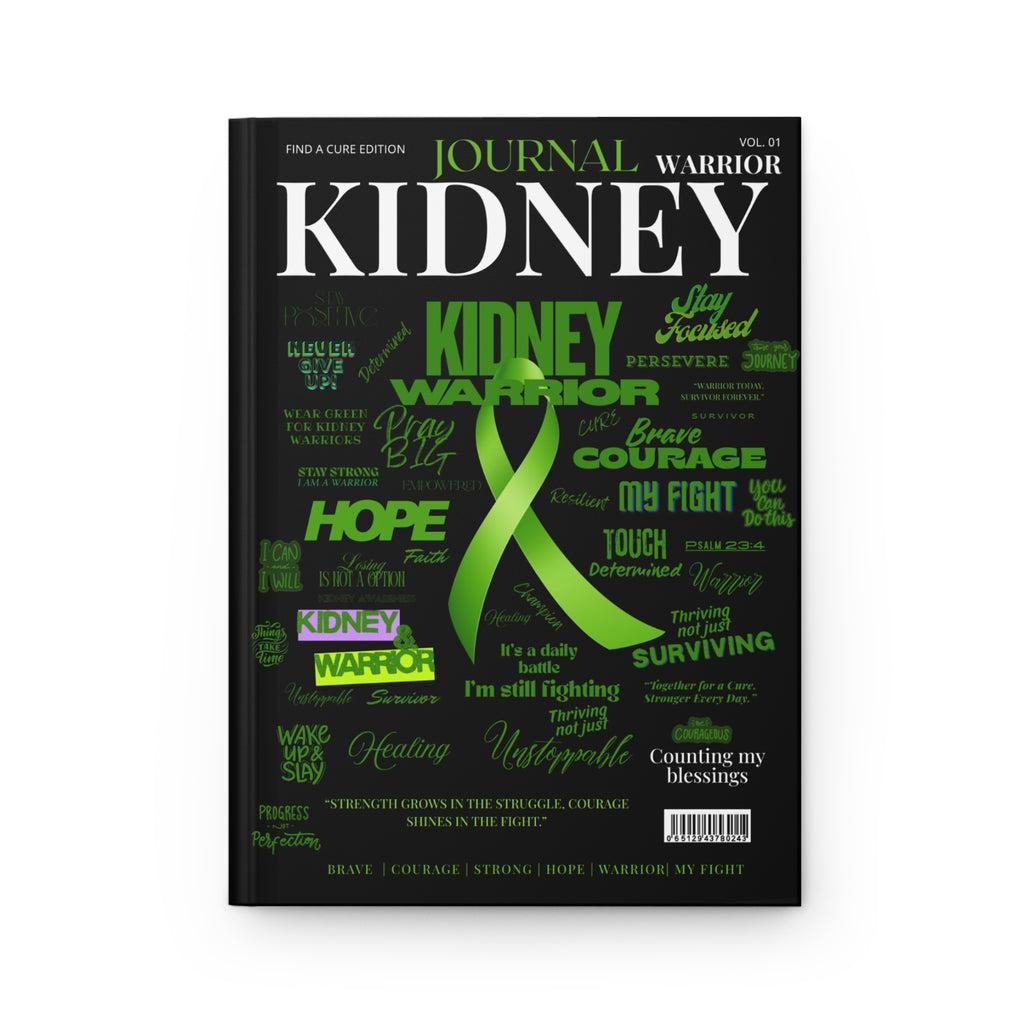 Kidney Warrior Journal | Inspirational Hardcover Notebook for Cancer Fighters, Hope Gift, Support, Gratitude Journal, Green Ribbon