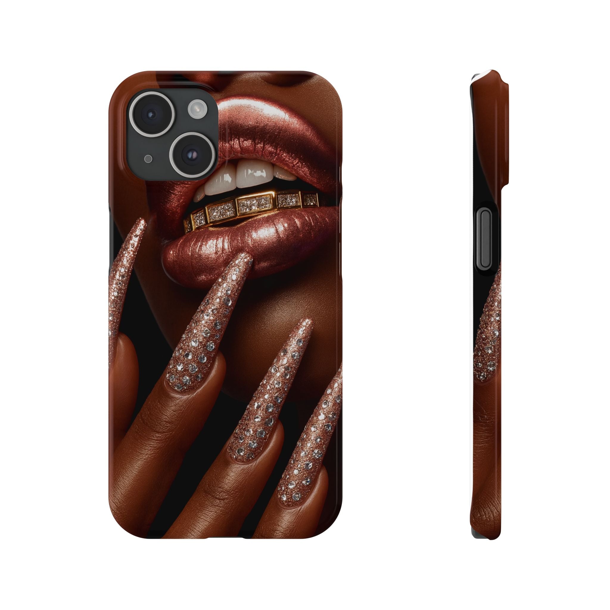 Stylish Slim Phone Case: Chic Nail Art Design for Trendsetters, Phone Accessory, Gift for Her, Fashionable Phone Cover, Glamorous Tech Gear