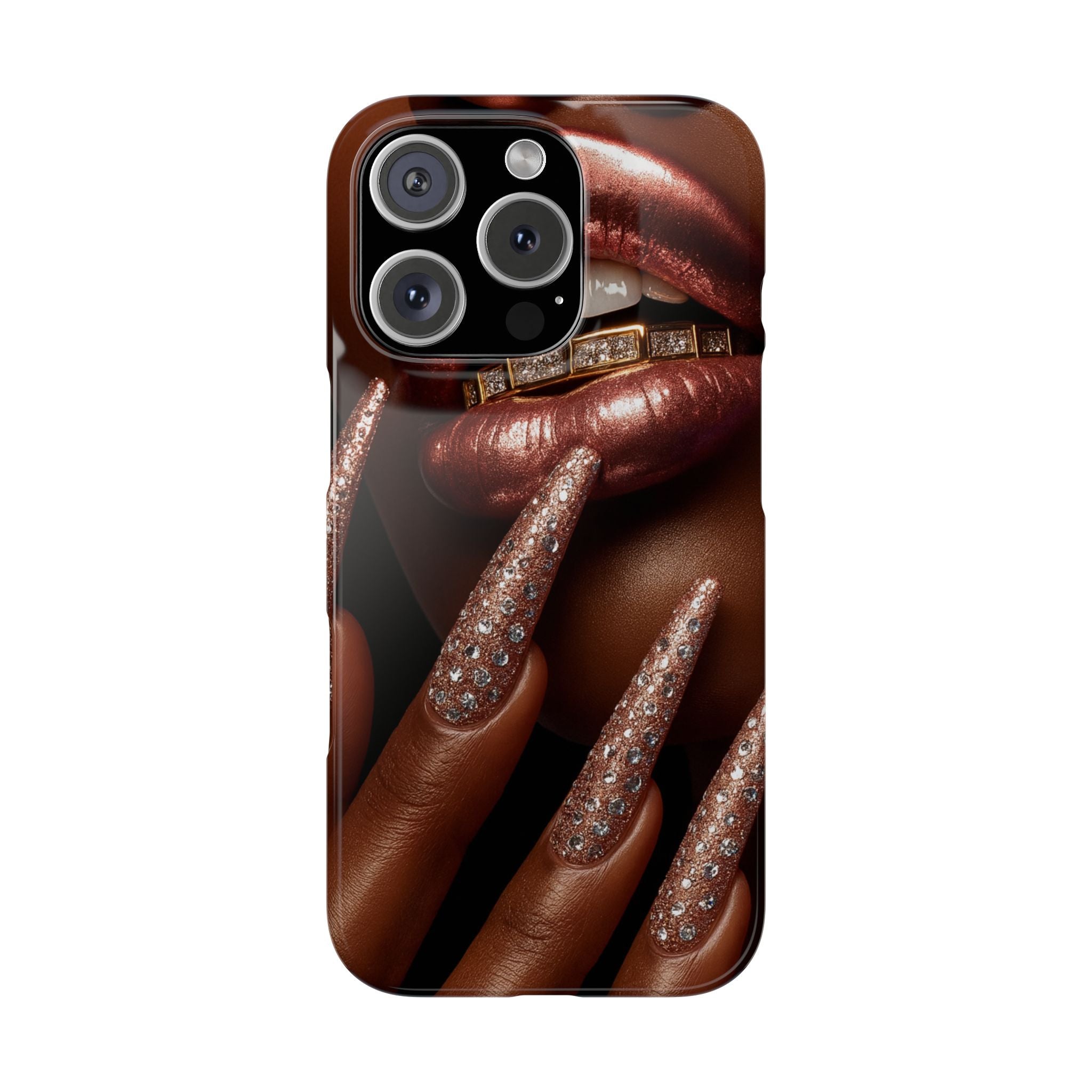Stylish Slim Phone Case: Chic Nail Art Design for Trendsetters, Phone Accessory, Gift for Her, Fashionable Phone Cover, Glamorous Tech Gear