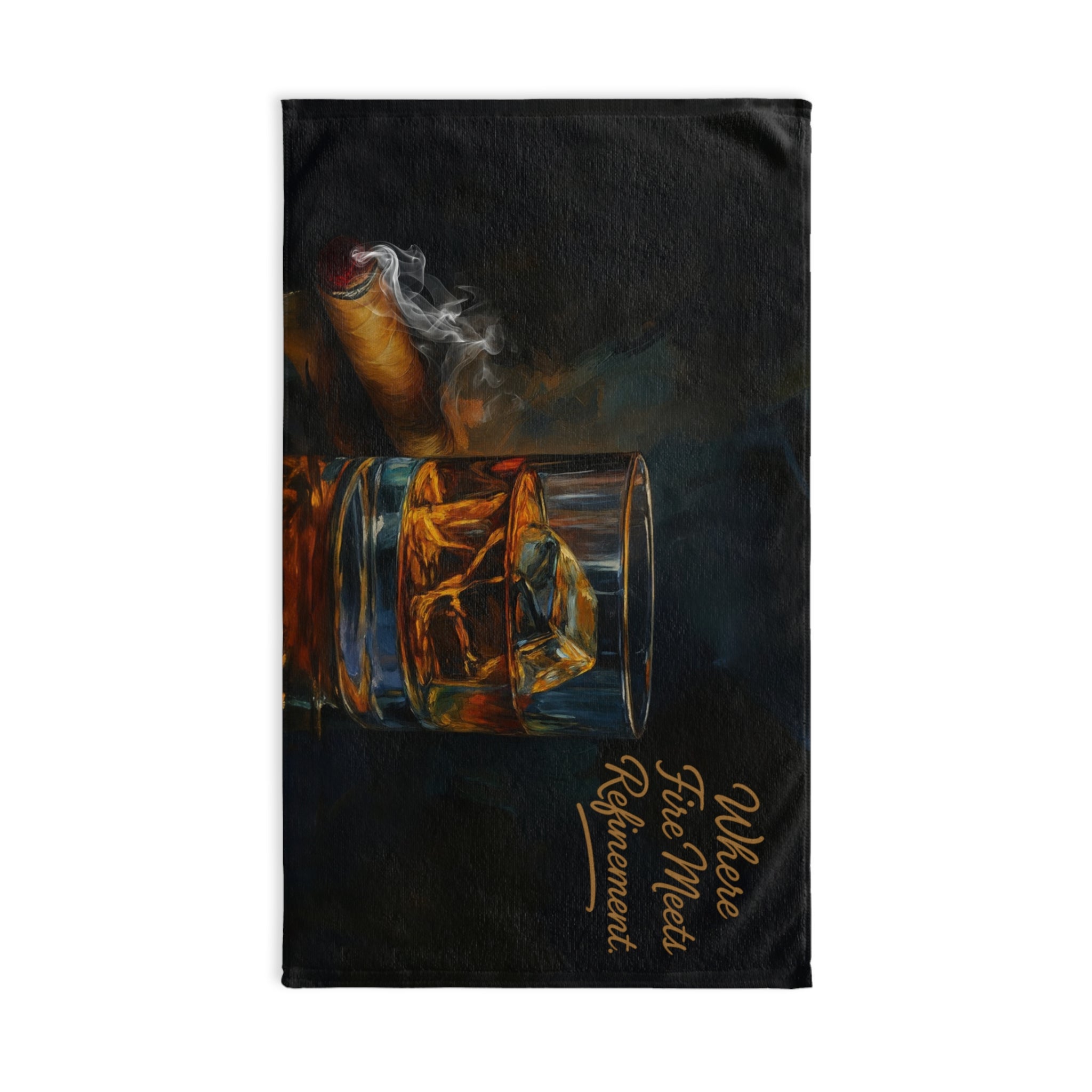 Whiskey Lover's Hand Towel, Gentlemen's Bar Decor, Cigar Enthusiast Gift, Vintage Style Kitchen Towel, Father's Day Present
