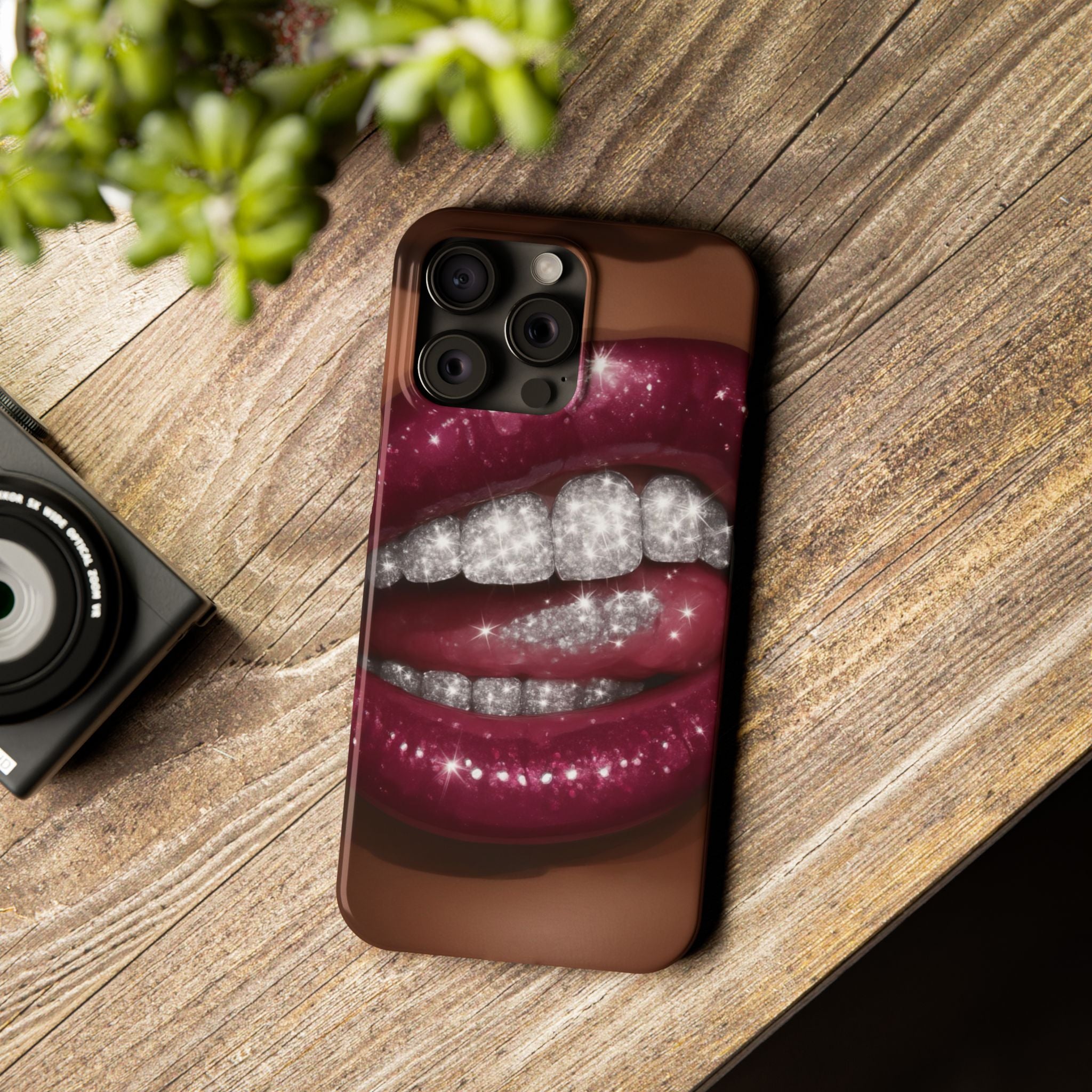 Glamorous Lip Art Phone Case | Trendy Slim Mobile Cover for Her | Perfect Gift for Makeup Lovers | Stylish Accessories