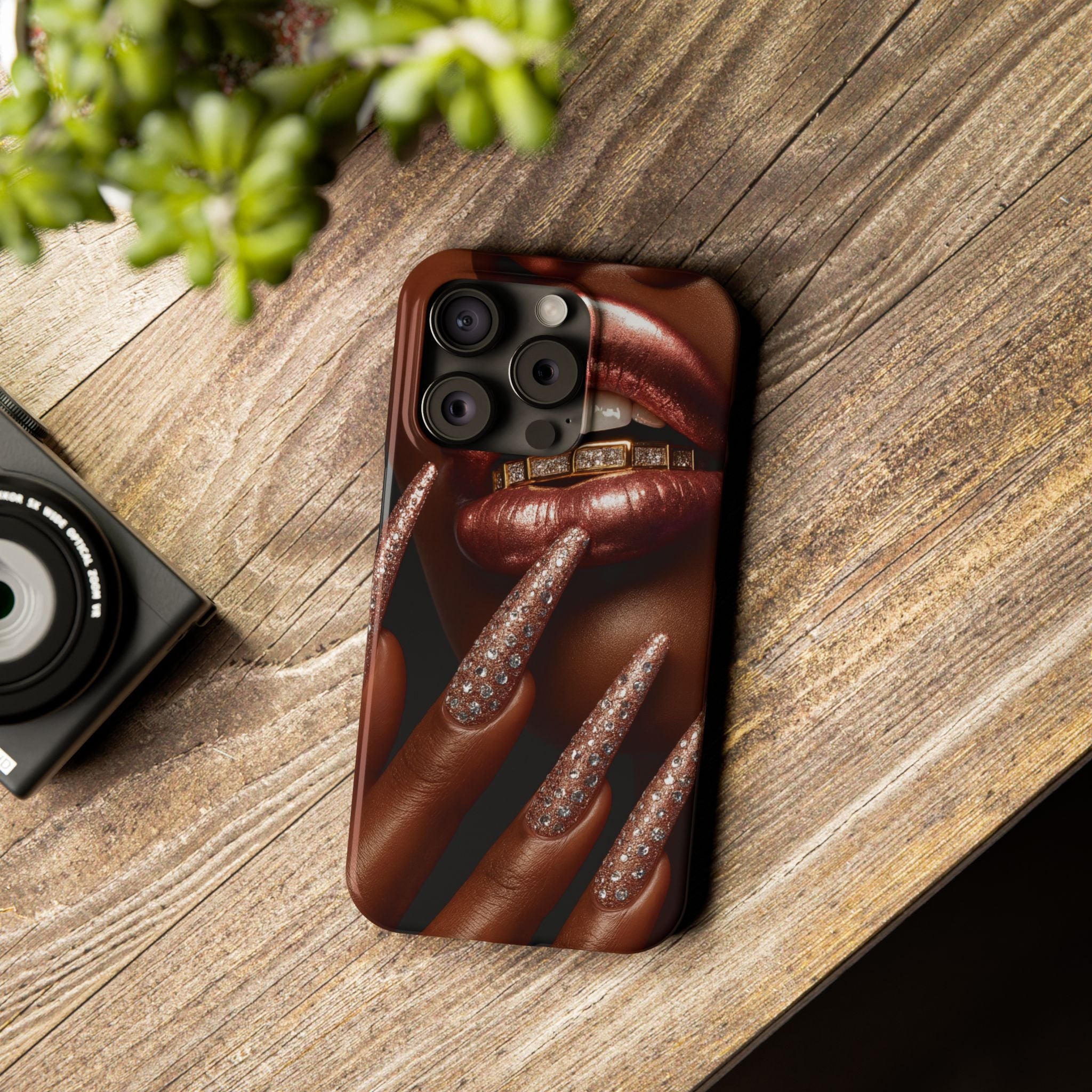 Stylish Slim Phone Case: Chic Nail Art Design for Trendsetters, Phone Accessory, Gift for Her, Fashionable Phone Cover, Glamorous Tech Gear
