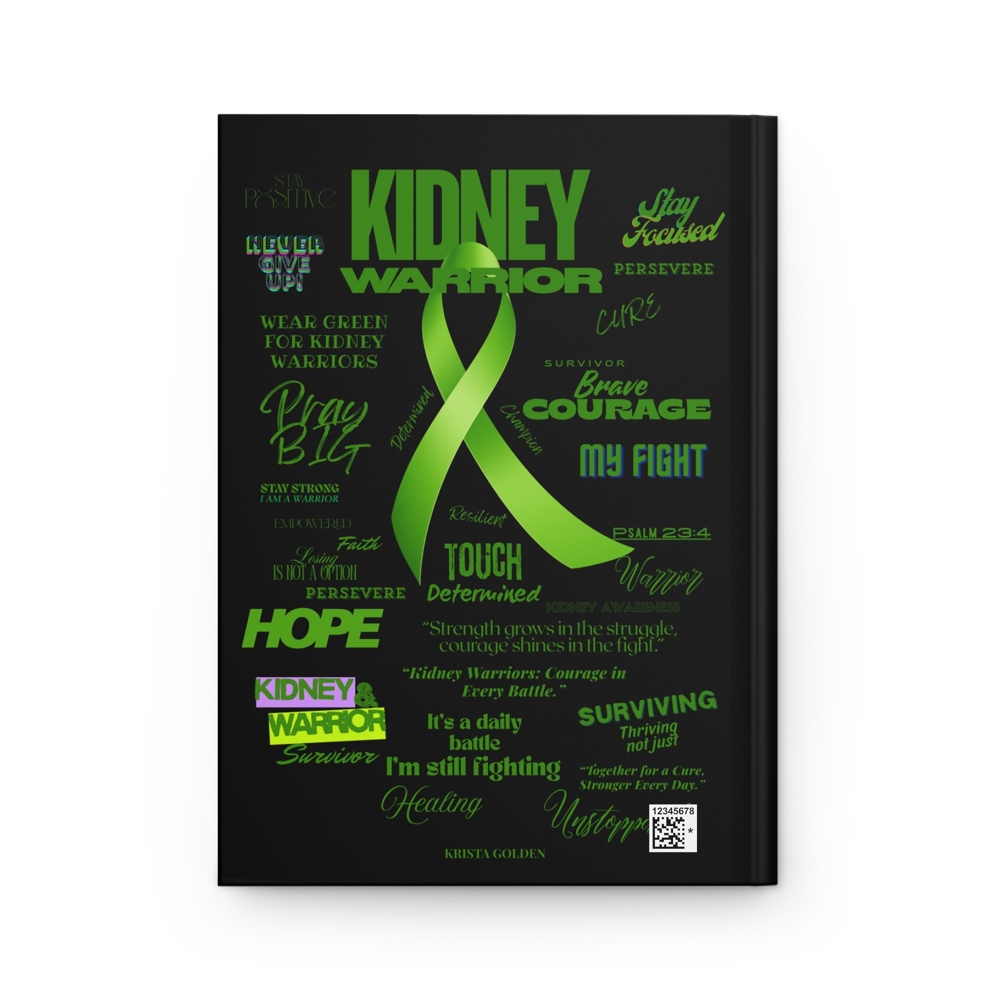 Kidney Warrior Journal | Inspirational Hardcover Notebook for Cancer Fighters, Hope Gift, Support, Gratitude Journal, Green Ribbon