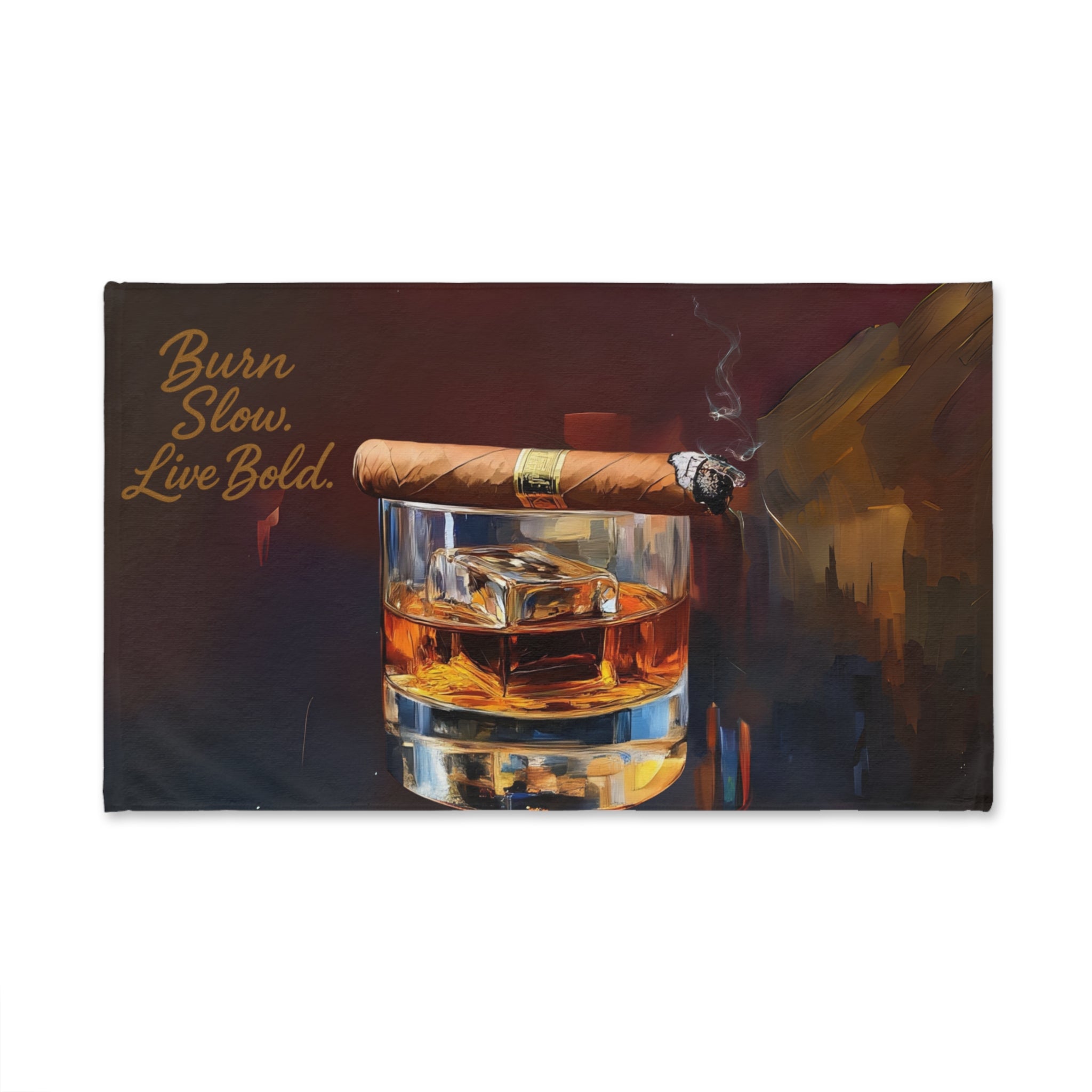 Hand Towel for Whiskey Lovers, Crafted to Be Savored, Bar Decor, Cigar Enthusiast Gift, Kitchen Towel, Man Cave Essential