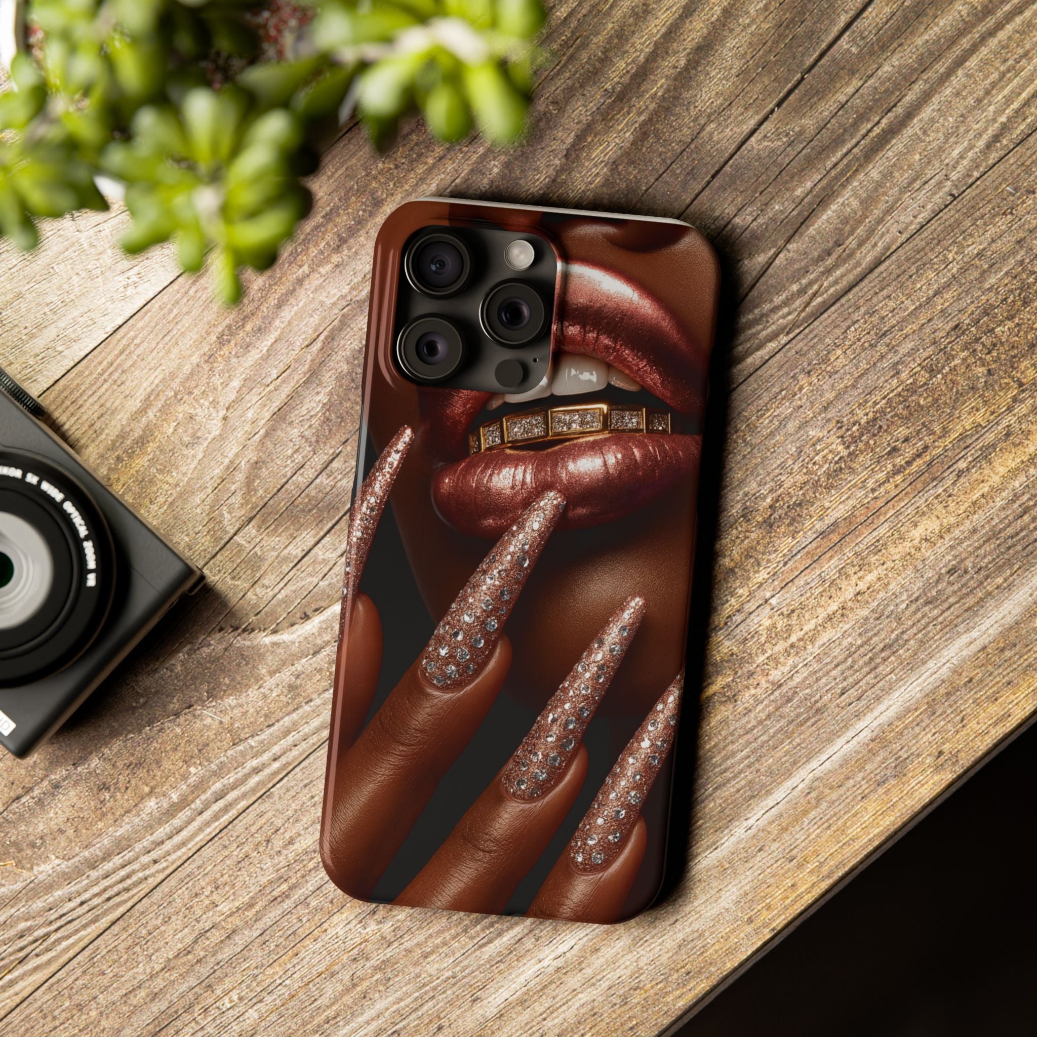 Stylish Slim Phone Case: Chic Nail Art Design for Trendsetters, Phone Accessory, Gift for Her, Fashionable Phone Cover, Glamorous Tech Gear