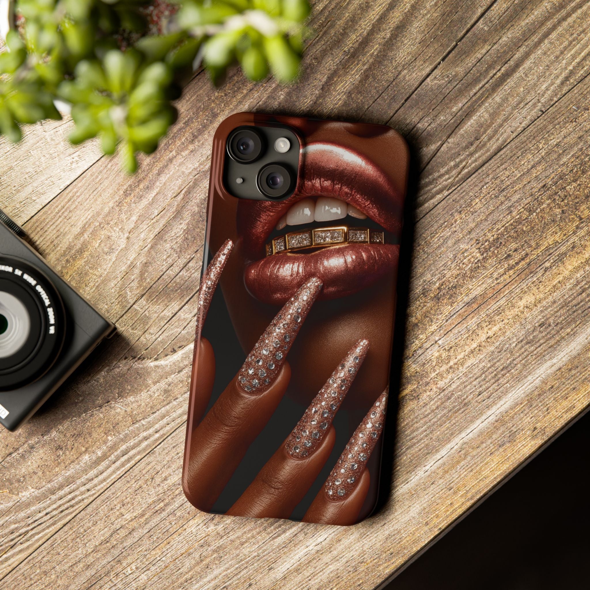 Stylish Slim Phone Case: Chic Nail Art Design for Trendsetters, Phone Accessory, Gift for Her, Fashionable Phone Cover, Glamorous Tech Gear