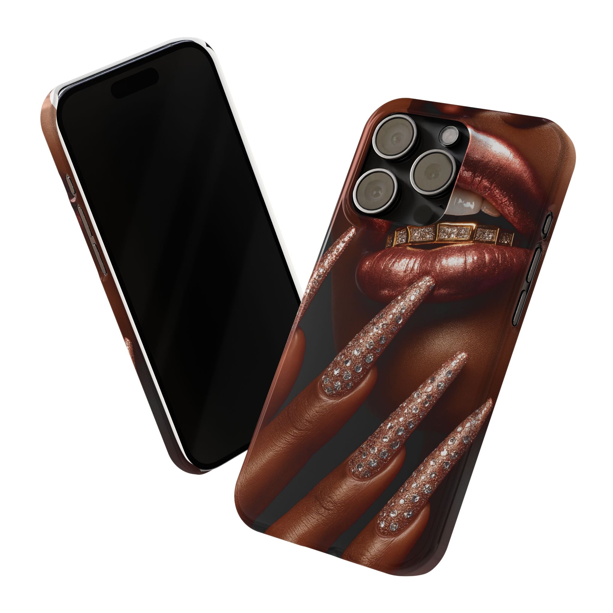 Stylish Slim Phone Case: Chic Nail Art Design for Trendsetters, Phone Accessory, Gift for Her, Fashionable Phone Cover, Glamorous Tech Gear